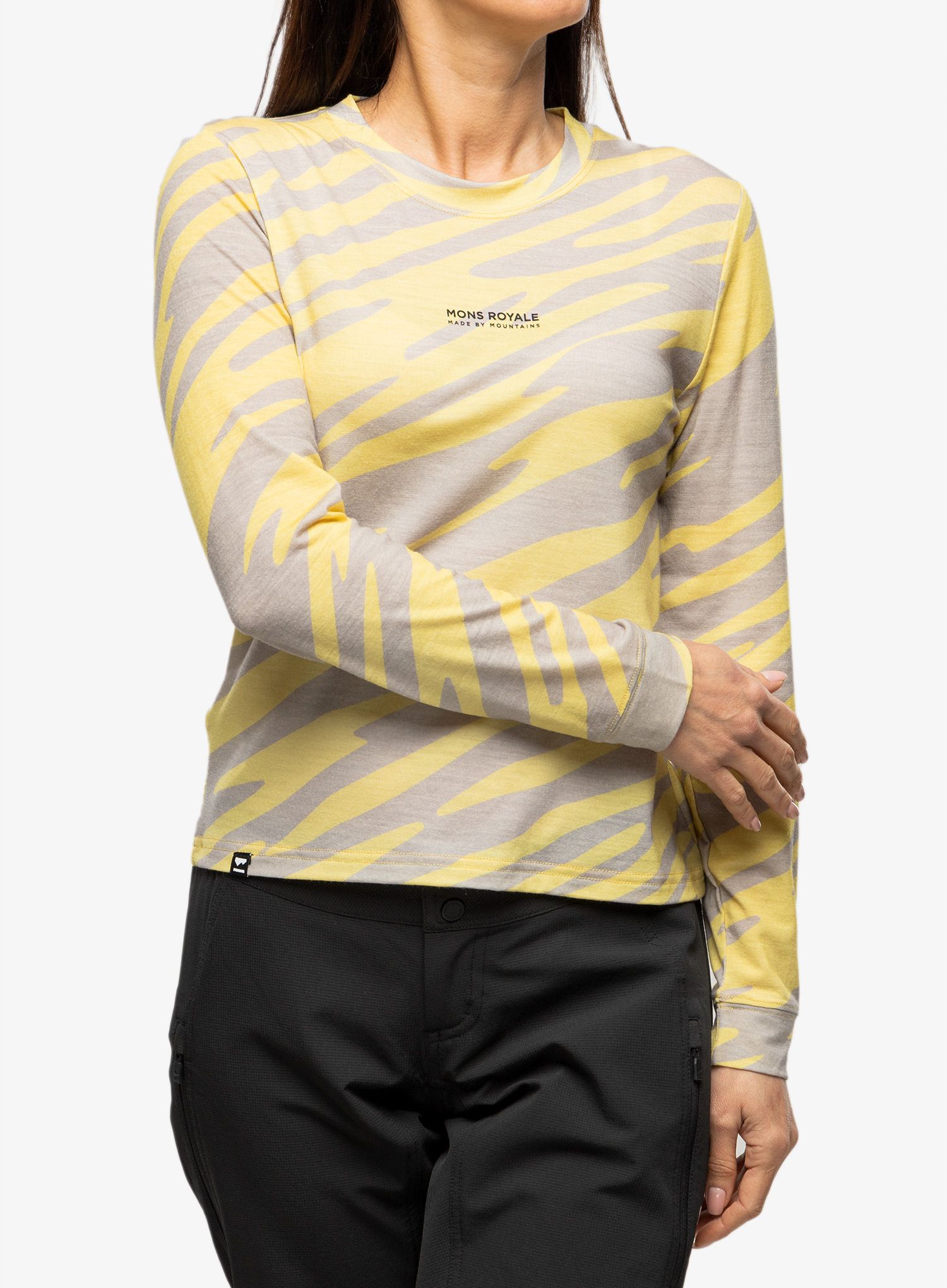 Ženska dukserica Mons Royale Icon Relaxed LS - limelight camo