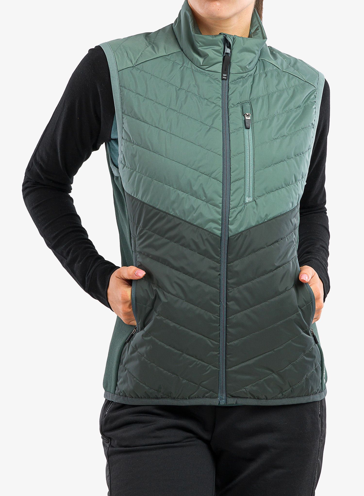 Ženski prsluk Mons Royale Neve Vest - sage/burnt sage