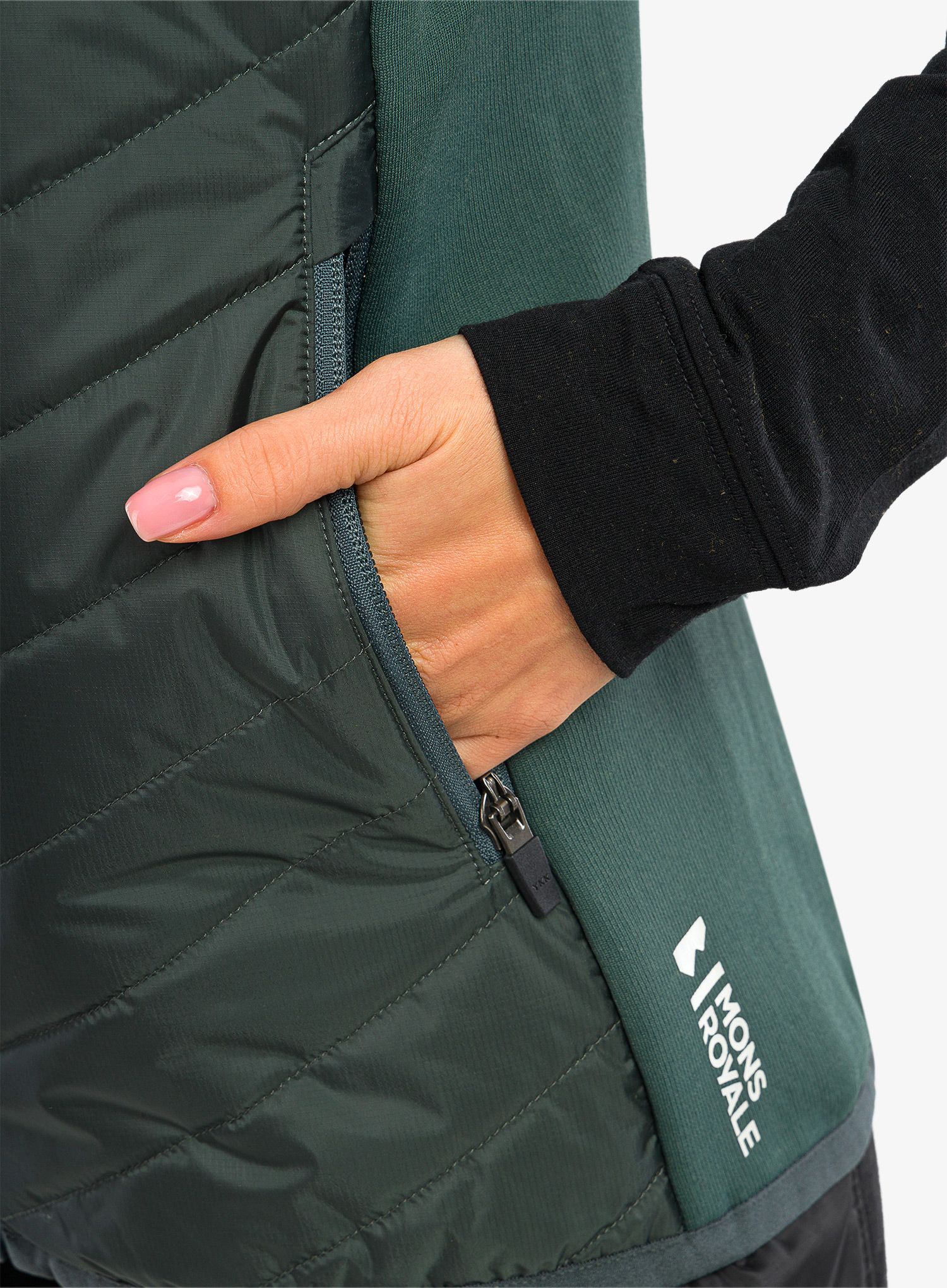 Ženski prsluk Mons Royale Neve Vest - sage/burnt sage