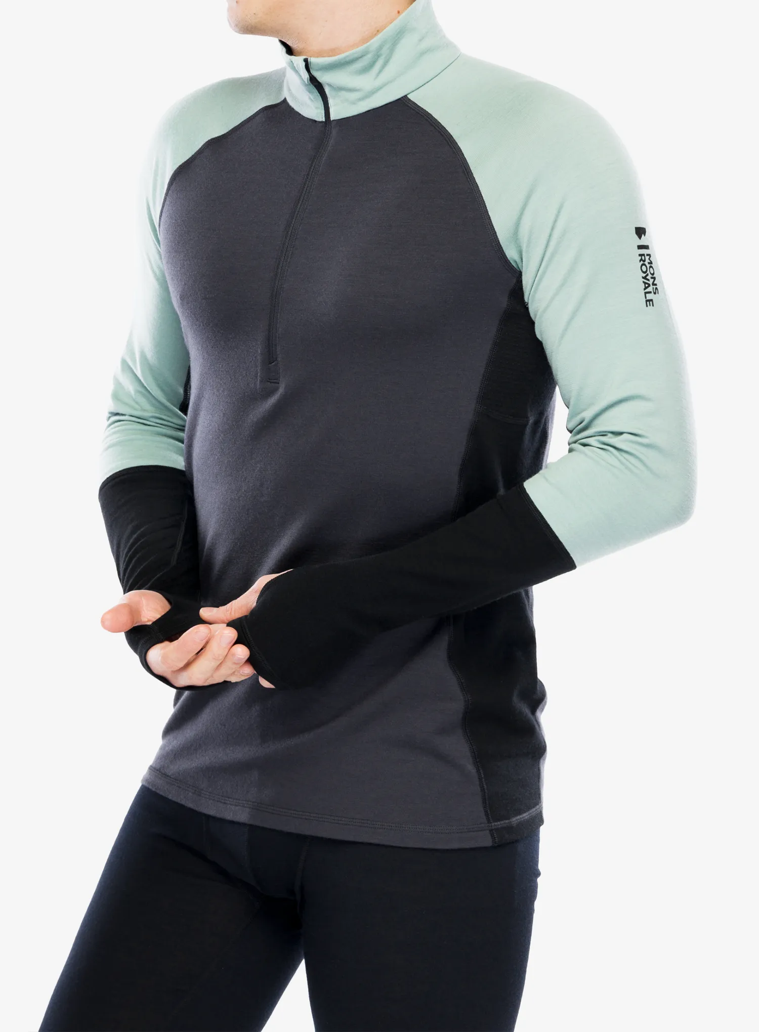 Termoaktivna dukserica Mons Royale Olympus Half Zip - dew/9 iron/black