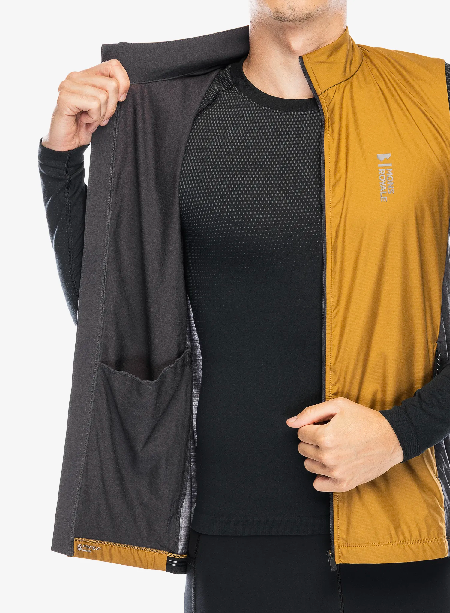 Biciklistički prsluk Mons Royale Redwood Wind Vest - shale/cumin