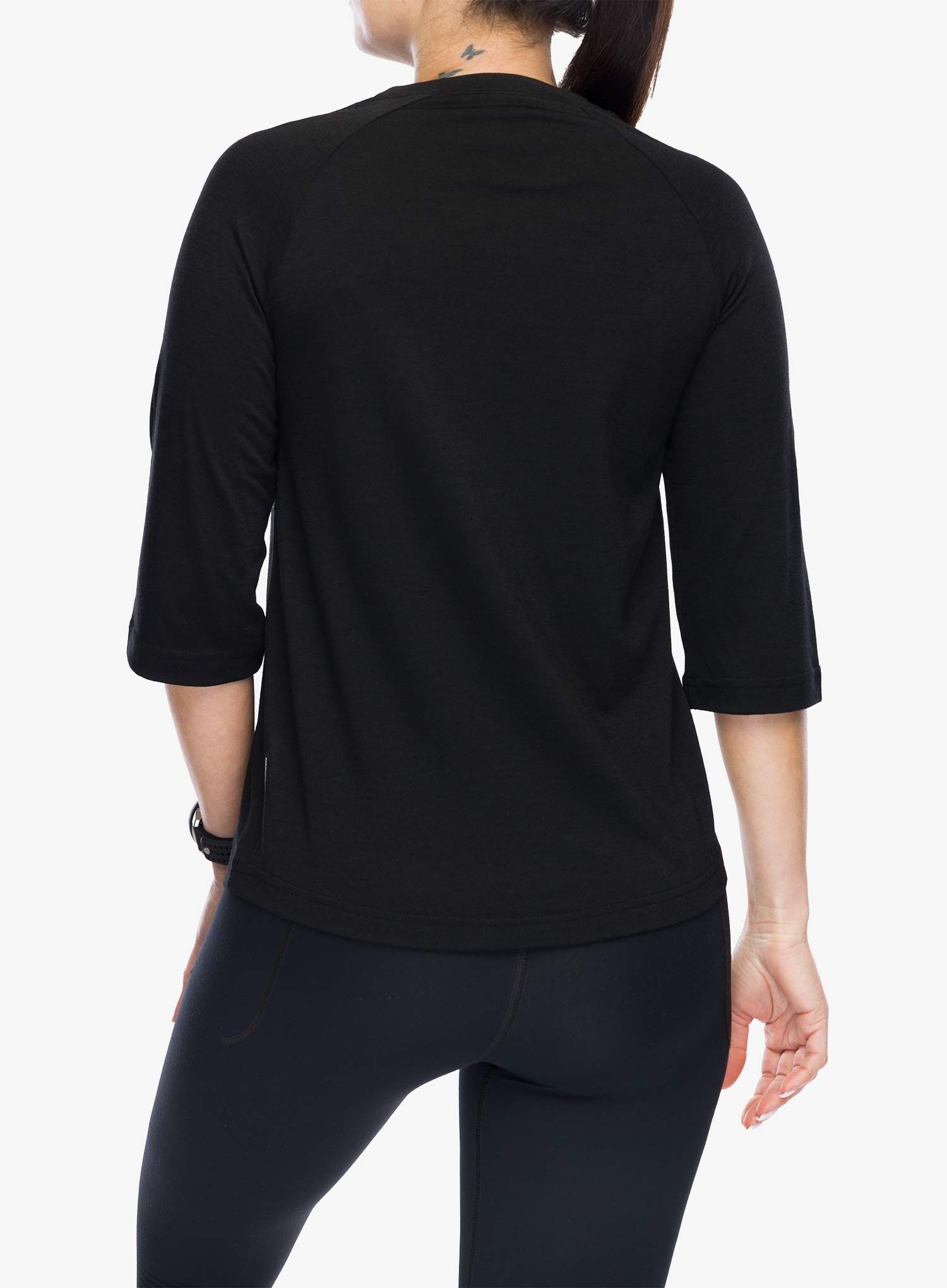 Ženska majica Mons Royale Tarn Merino Shift Raglan 3/4 - black