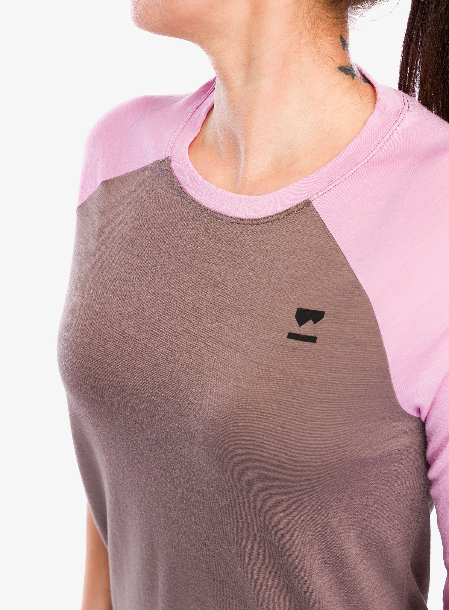 Ženska biciklistička majica Mons Royale Tarn Merino Shift Raglan 3/4 - pop pink/iron