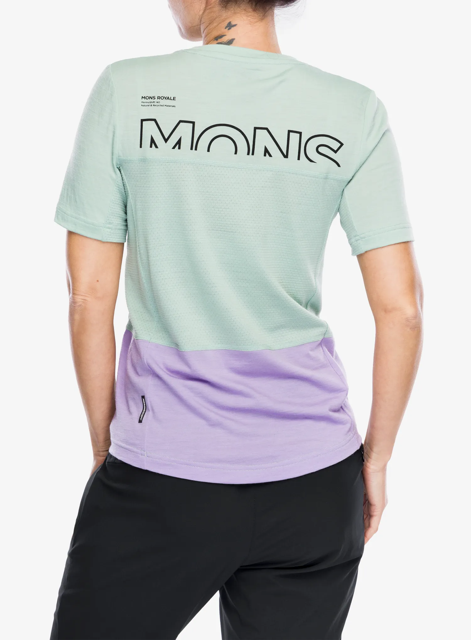 Ženska biciklistička majica Mons Royale Tarn Merino Shift Tee - glacier/lupin