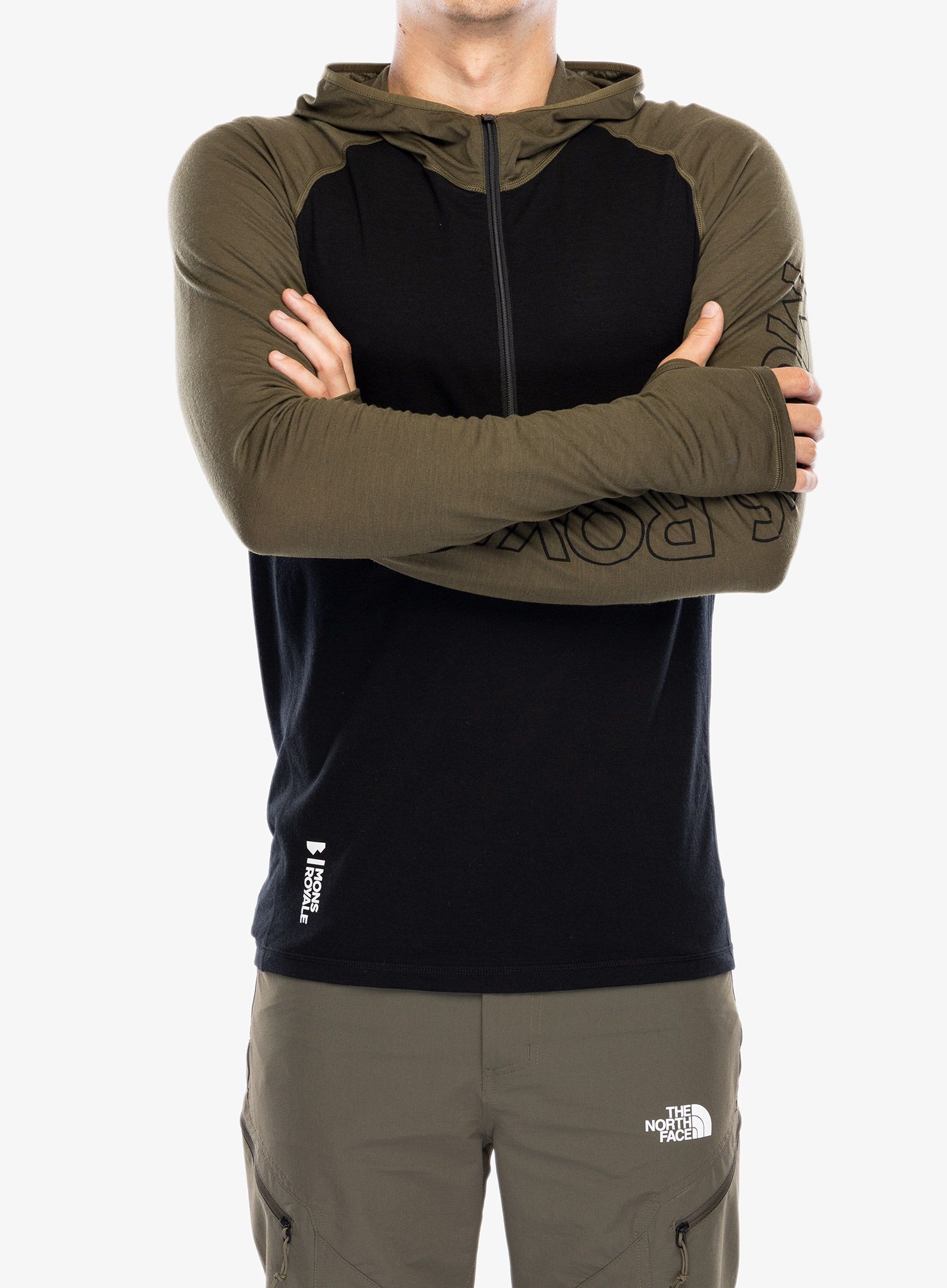 Termoaktivna dukserica Mons Royale Temple Tech Hood - dark olive/black