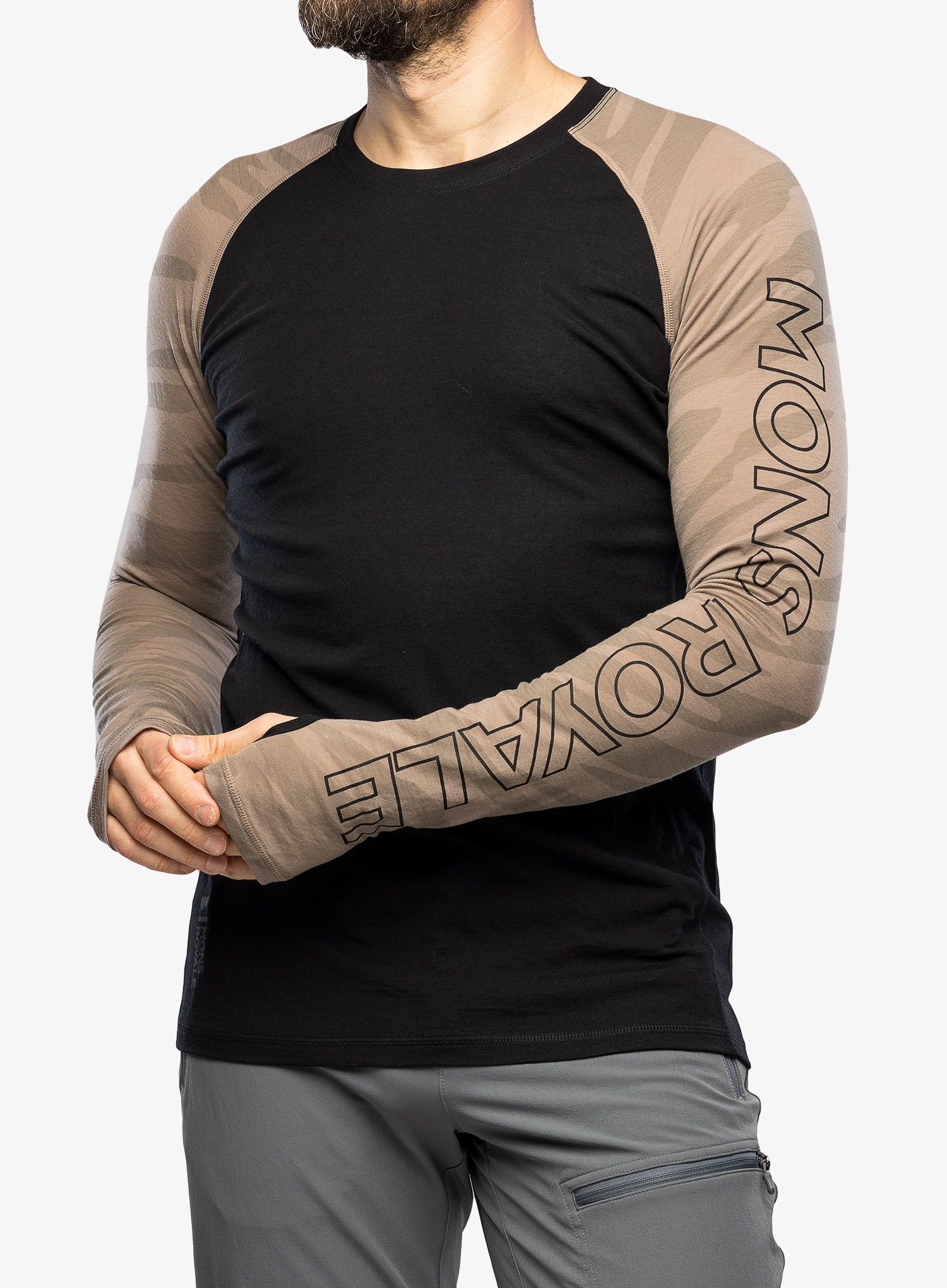 Termoaktivna dukserica Mons Royale Temple Tech LS - black/undercover camo