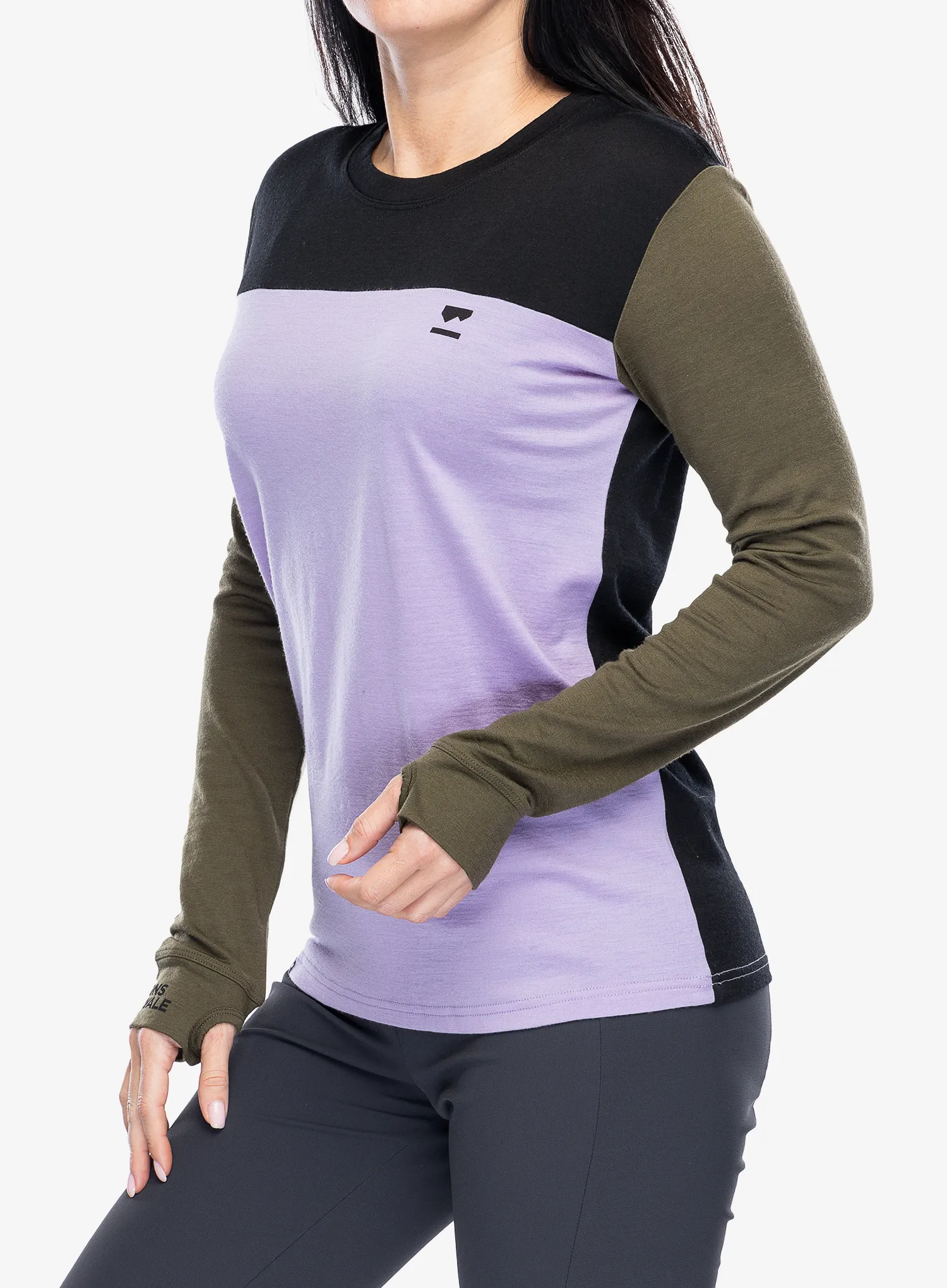 Ženski longsleeve Mons Royale Yotei BF LS - lupin/dark olive/black