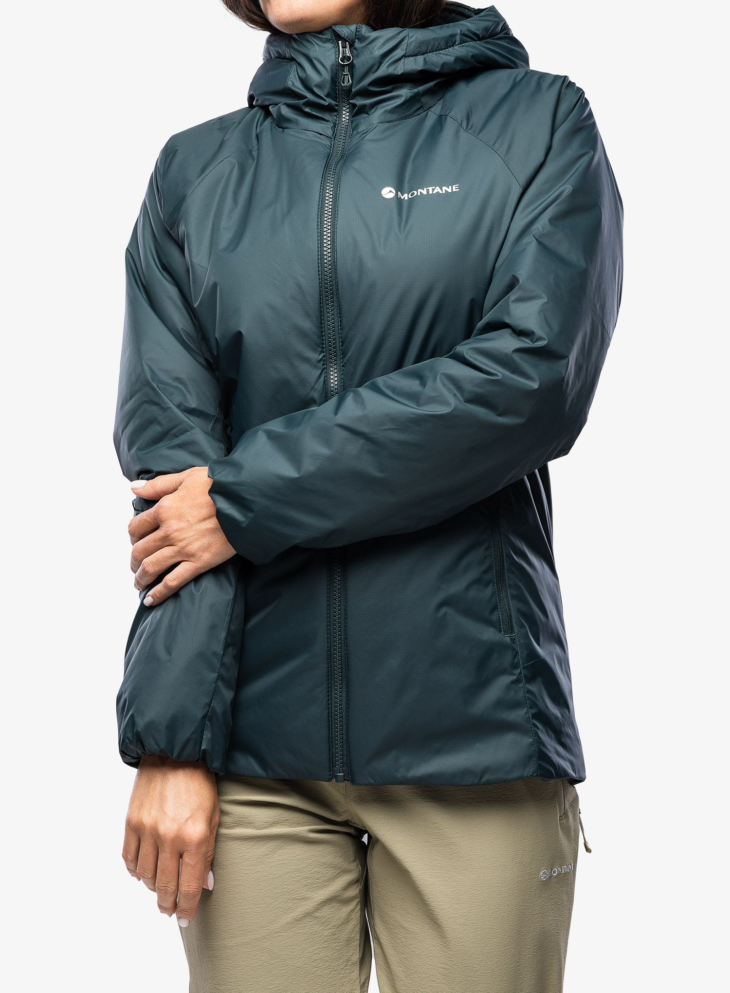 Jakna s postavom ženska Montane Respond Hoodie - deep forest