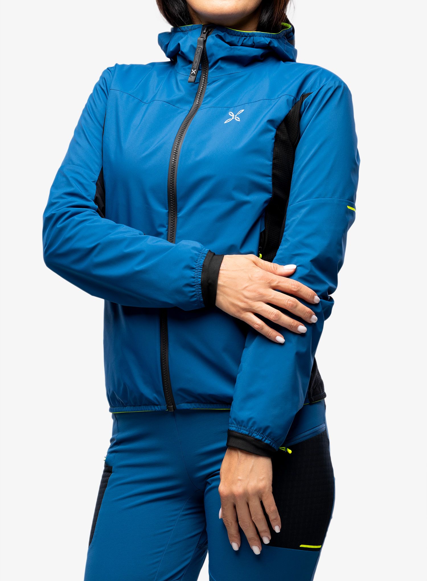 Ženska softshell jakna Montura Air Action Hybrid Jacket - deep blue/yellow fluo