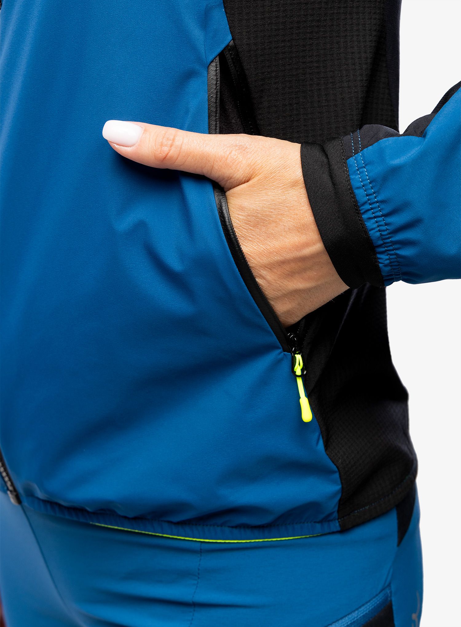 Ženska softshell jakna Montura Air Action Hybrid Jacket - deep blue/yellow fluo