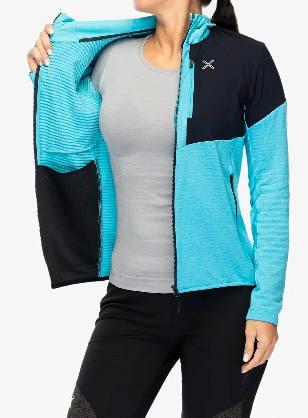 Ženska trekking dukserica Montura Thermalgrid Pro 2 Maglia - turquoise/graphite blue