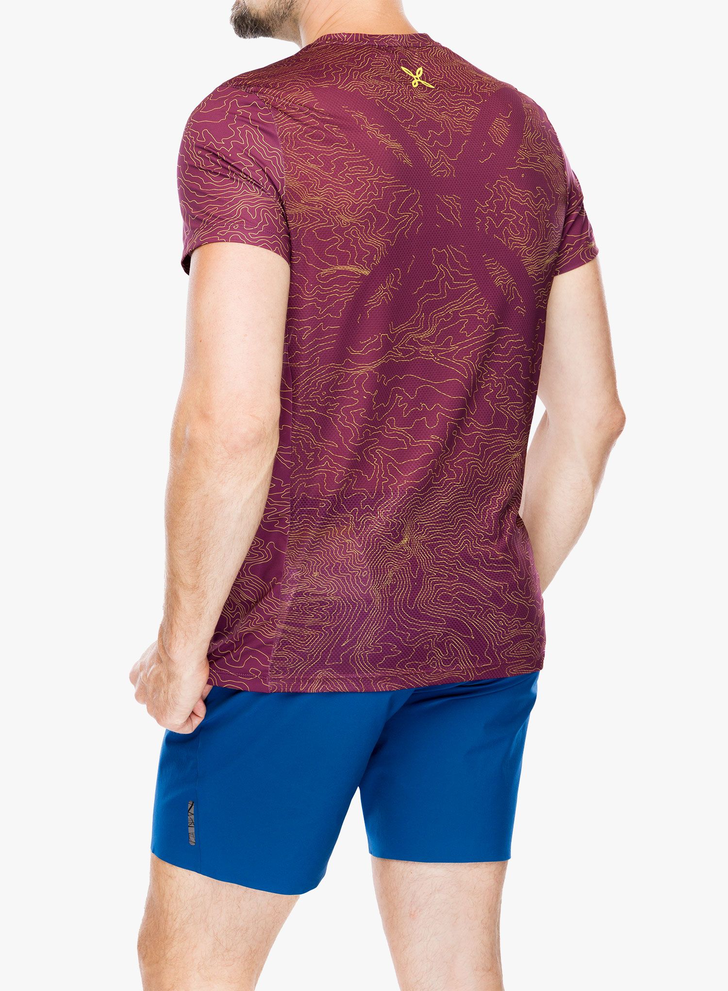 Majica za trčanje Montura Topographic Sublime T-Shirt - wine red/lime