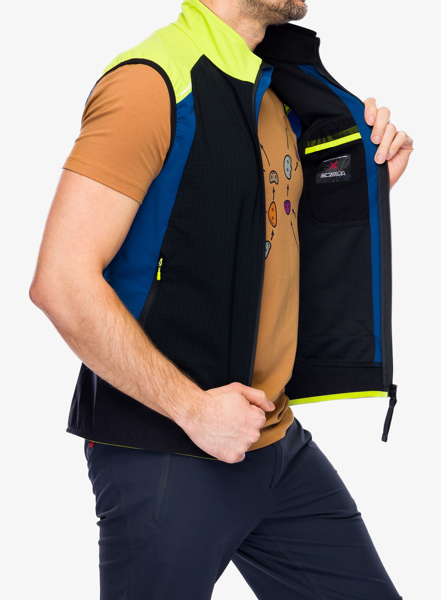 Prsluk Montura Wind Revolution Vest - black/lime green