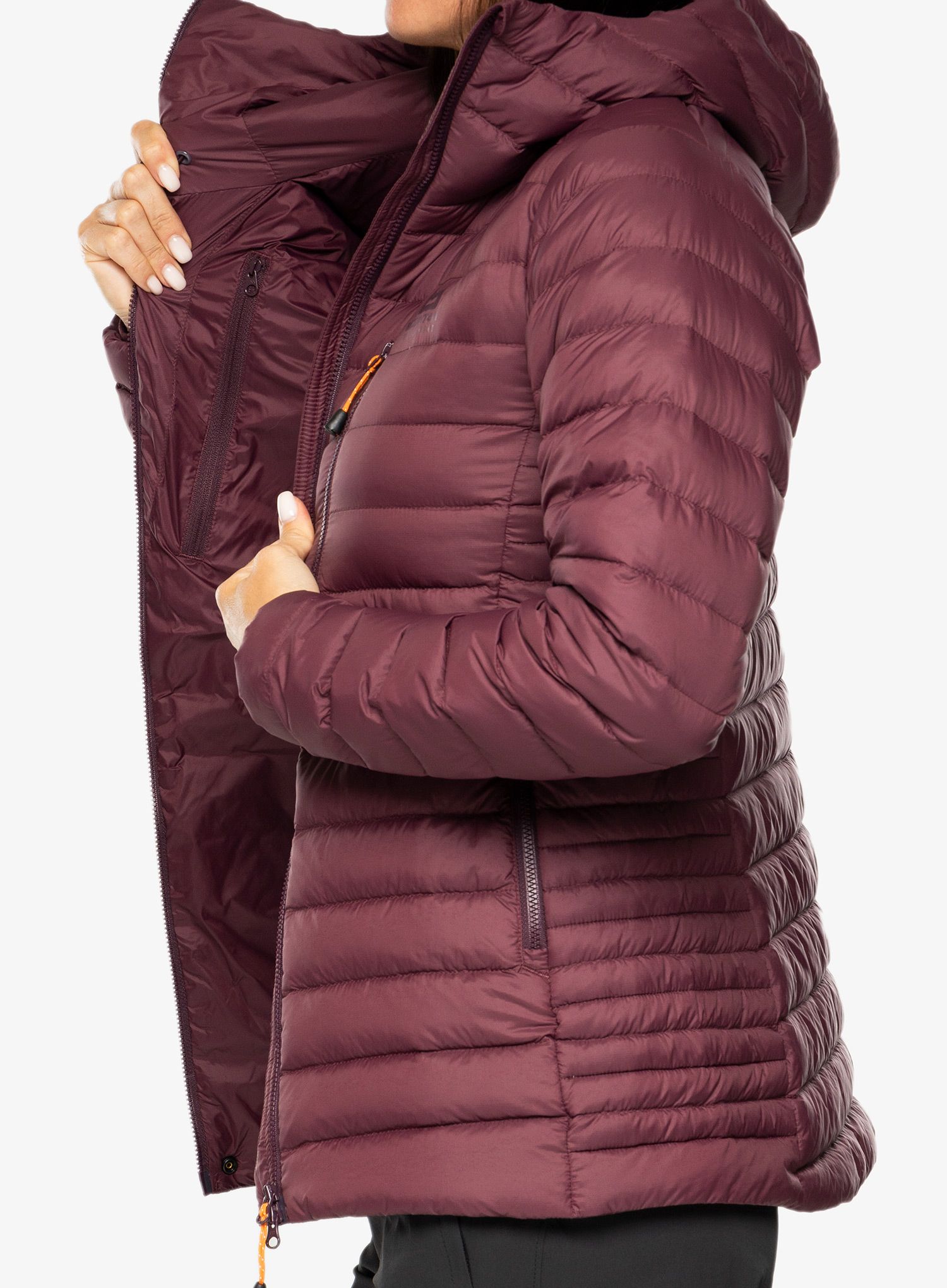 Ženska perjana jakna Mountain Equipment Earthrise Hooded Jacket - raisin