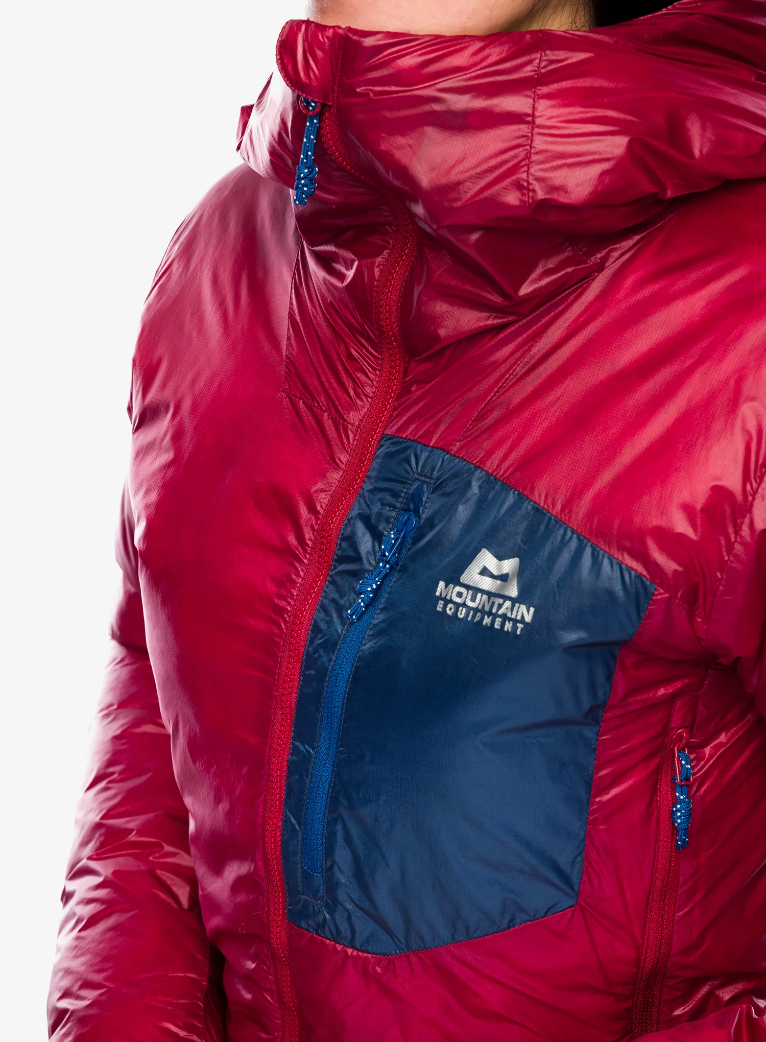 Jakna s postavom ženska Mountain Equipment Oreus Hooded Jacket - merlot/blue