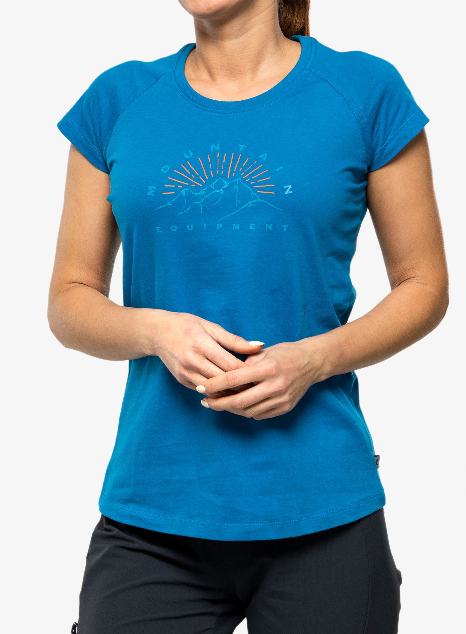 Ženska majica s tiskom Mountain Equipment Ray Tee - majolica blue