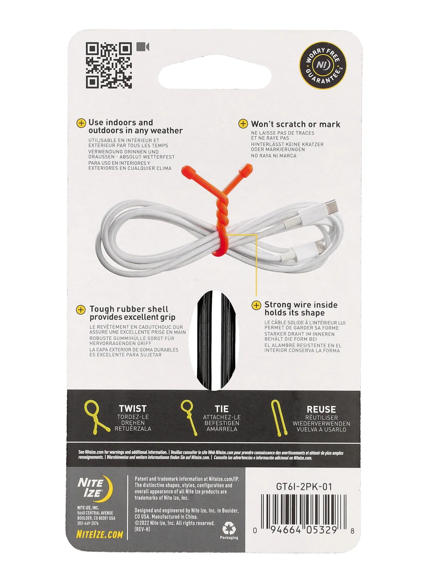 Remeni Nite Ize Gear Tie 6 2-pack - black/black