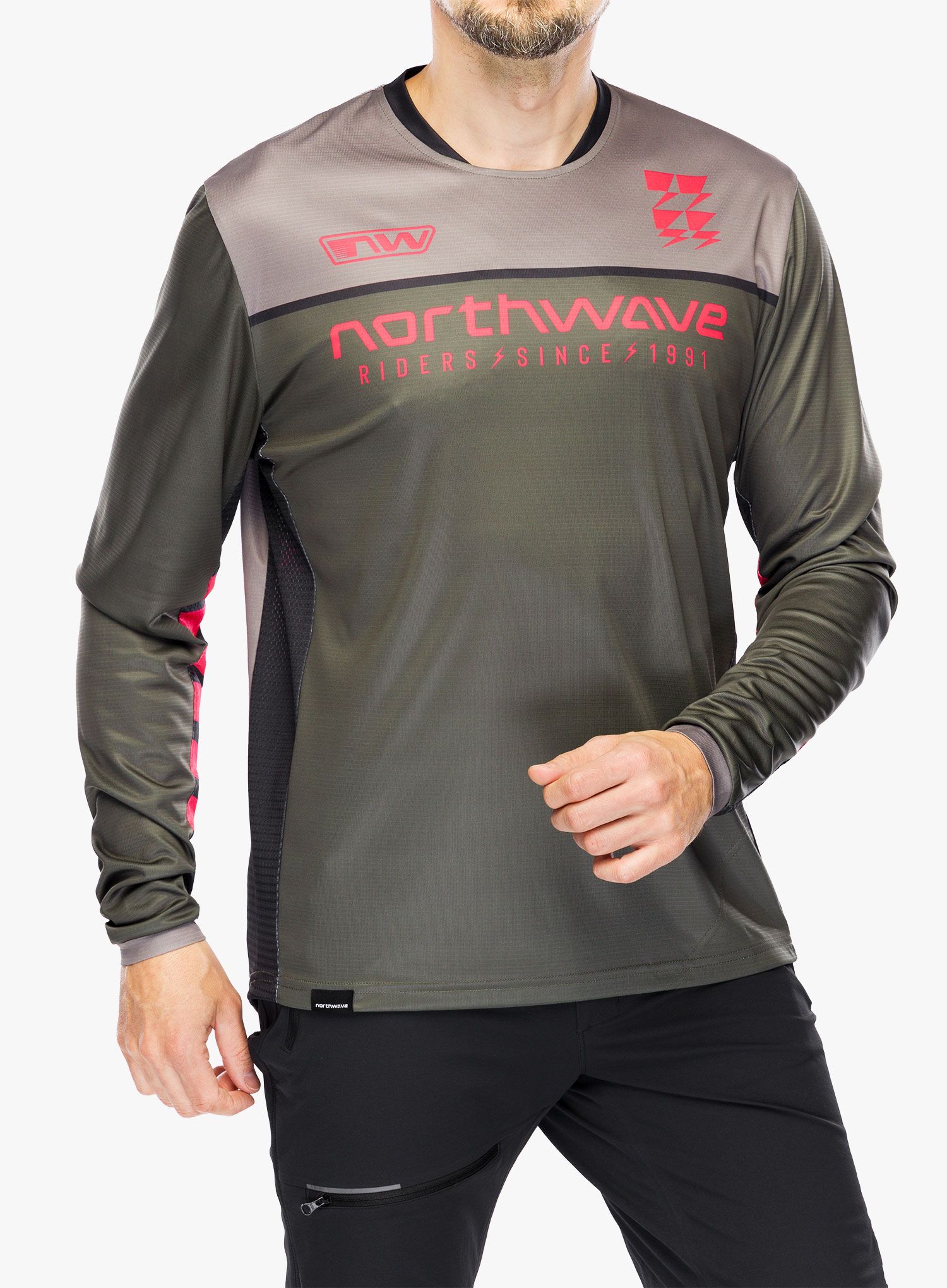 Dukserica enduro Northwave Edge 2 Jersey Long Sleeve - forest green/sand