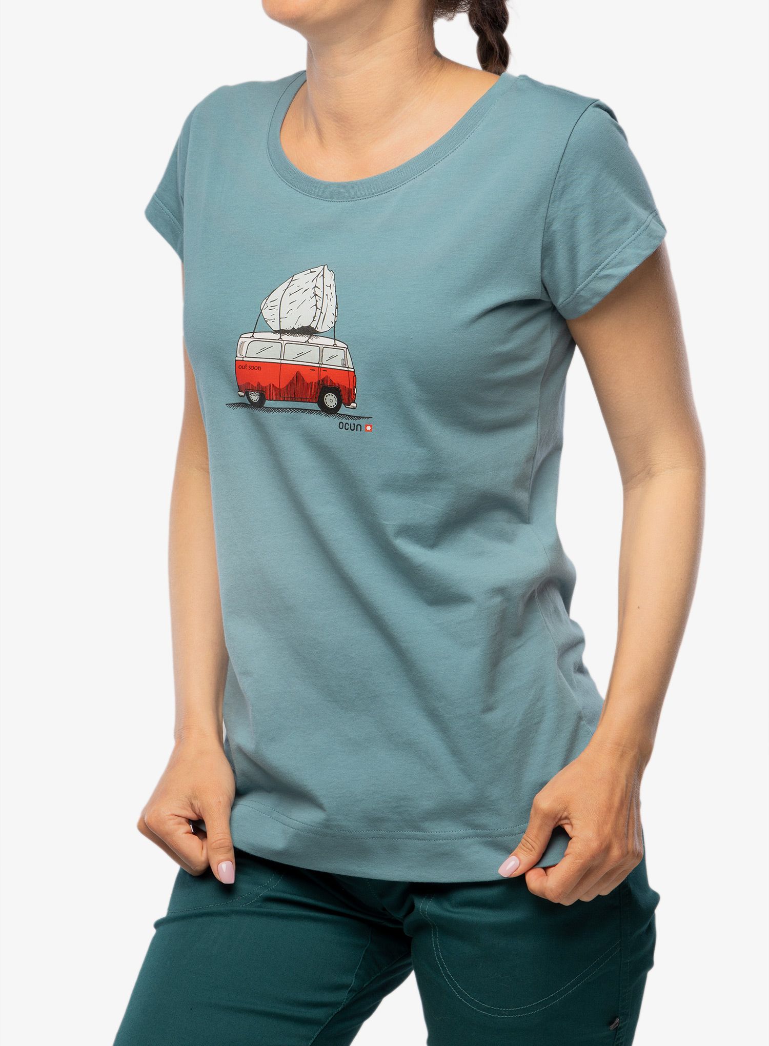 Ženska pamučna majica Ocun Classic T Bus-Stone - blue hydro
