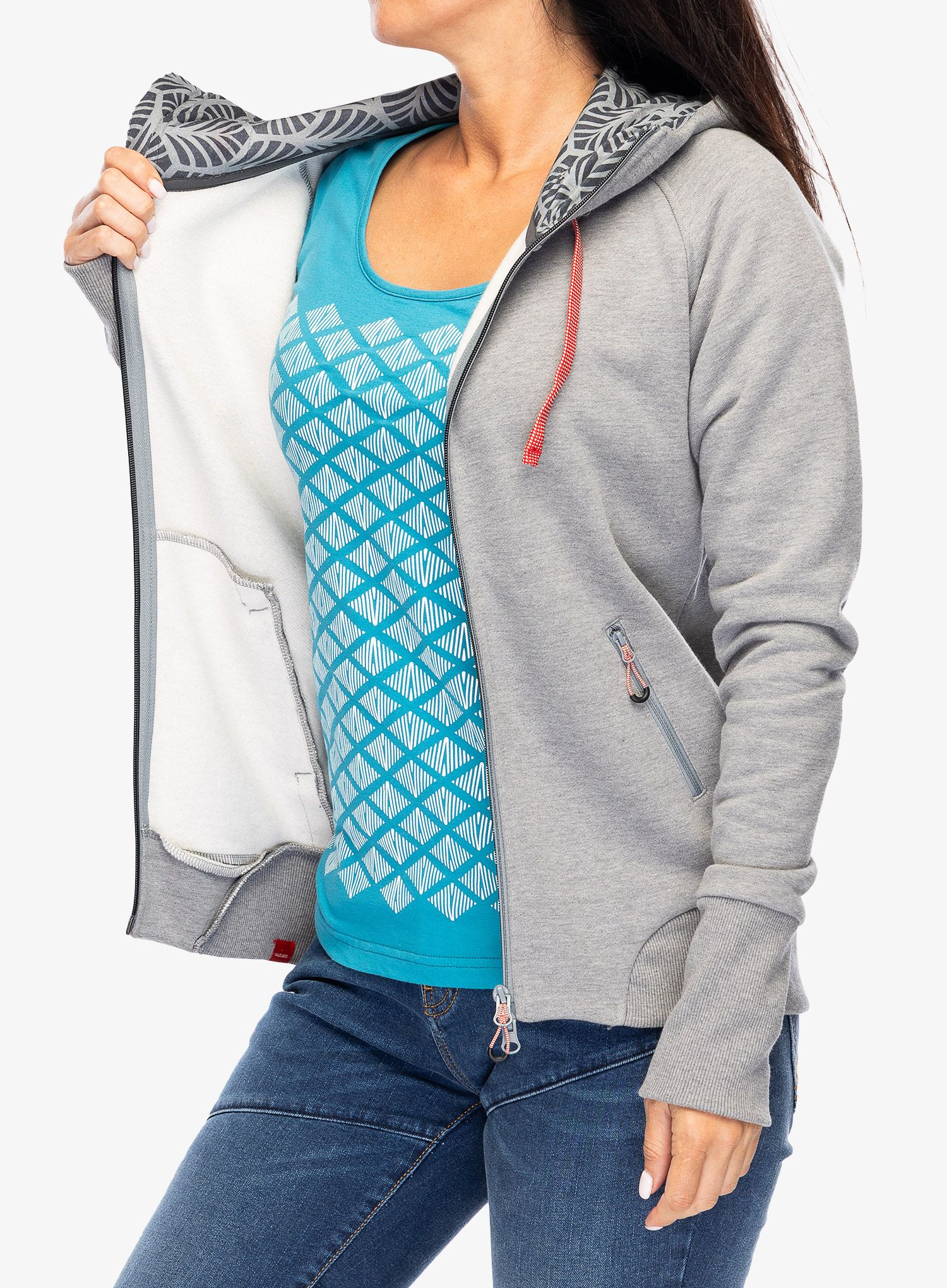 Ženska dukserica na otkopčavanje Ocun Hoodie Zipper - grey paloma/silverscone