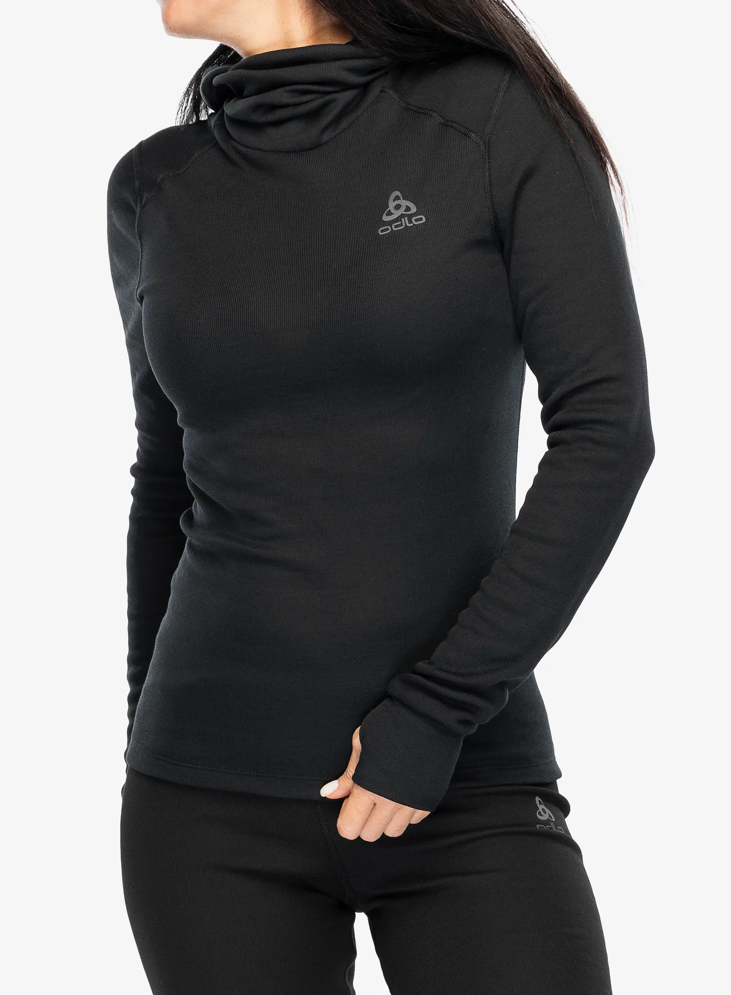 Ženska termoaktivna dukserica Odlo Active Warm BL Top Facemask LS - black