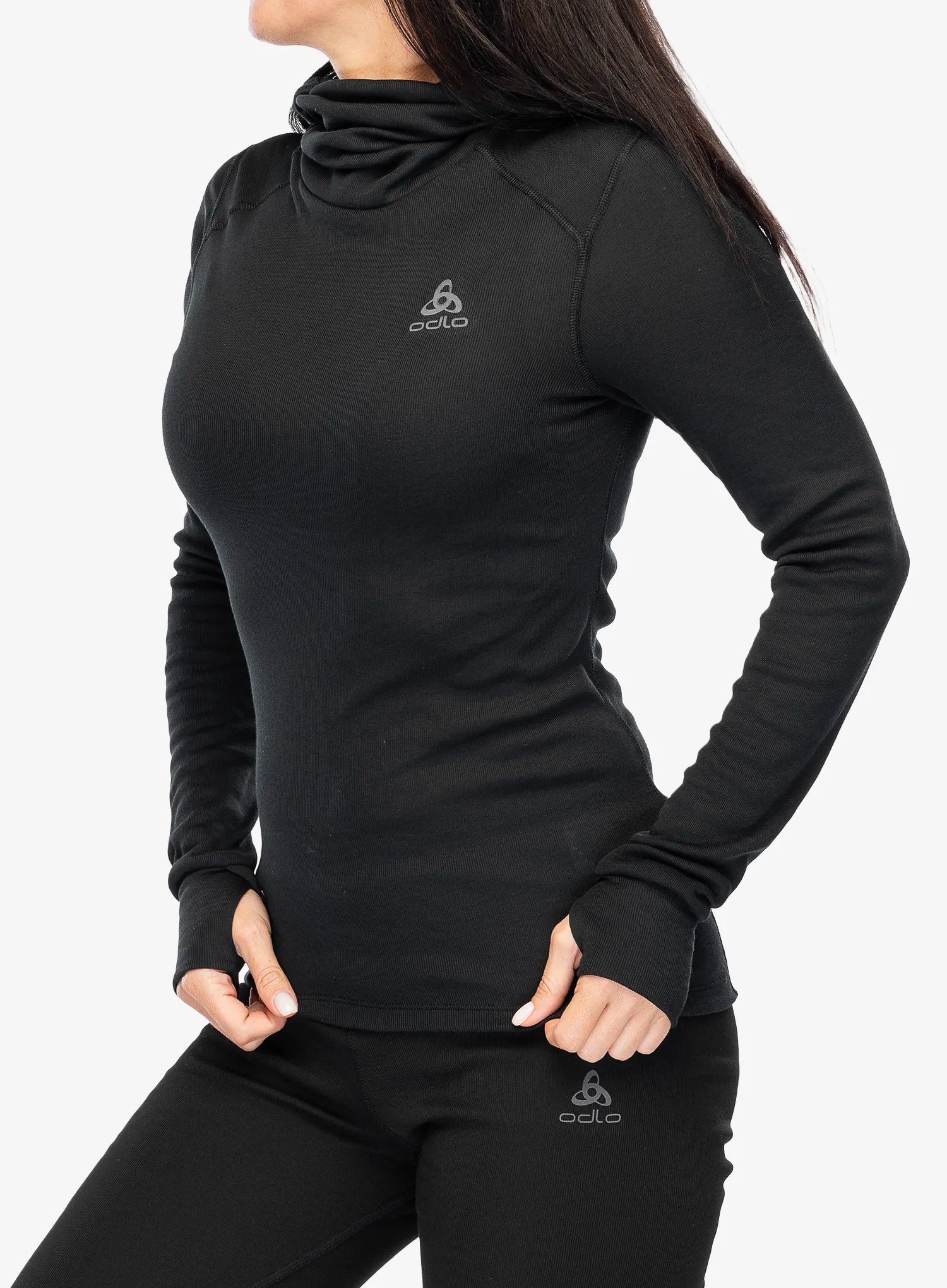 Ženska termoaktivna dukserica Odlo Active Warm BL Top Facemask LS - black