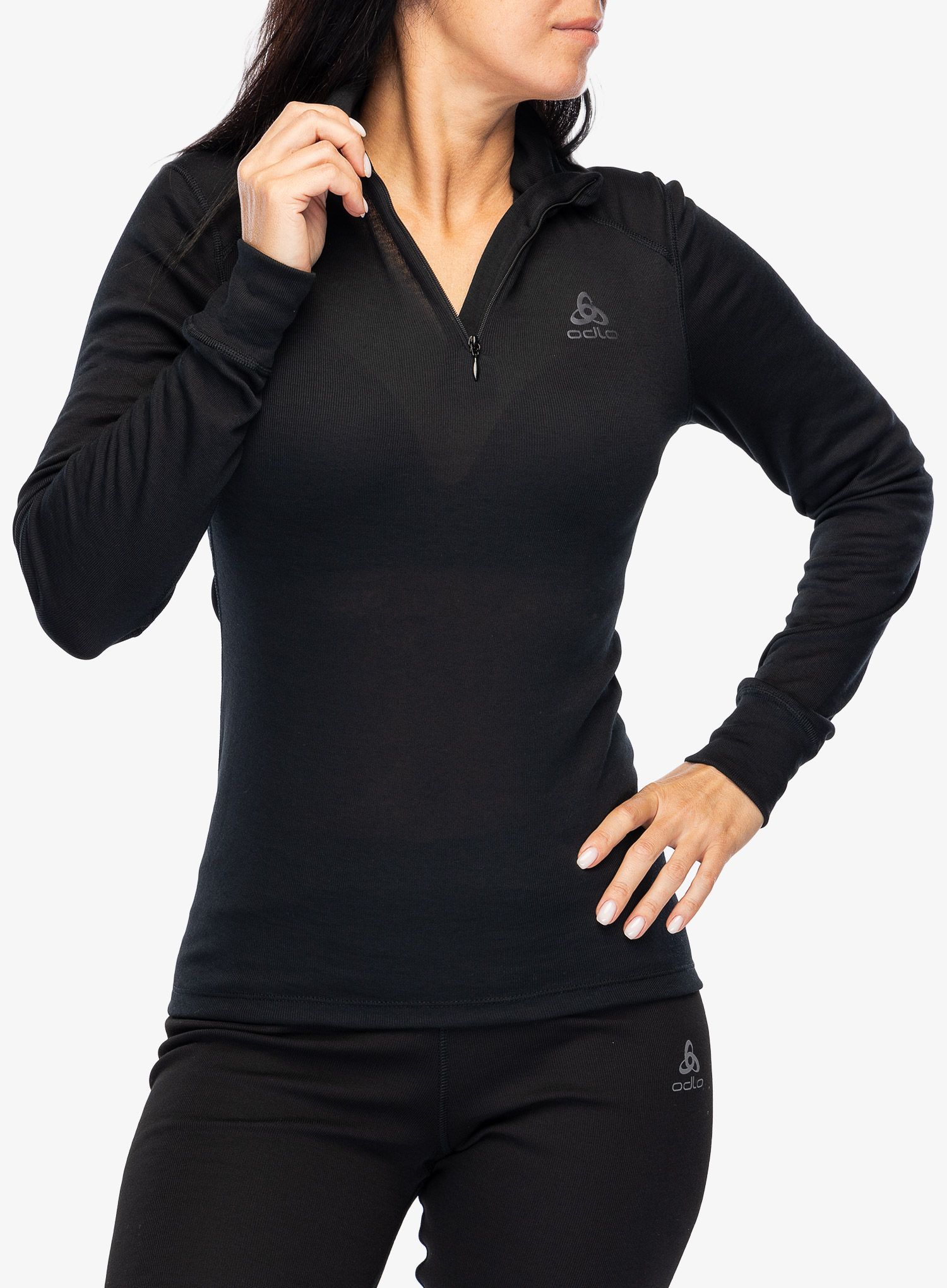 Ženska termoaktivna dukserica Odlo Active Warm BL Top Turtle Neck LS Half Zip  - black