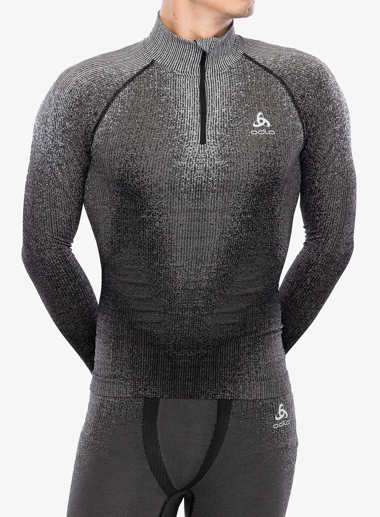 Termoaktivna dukserica Odlo Blackcomb Eco BL Top Turtle Neck LS Half Zip - black
