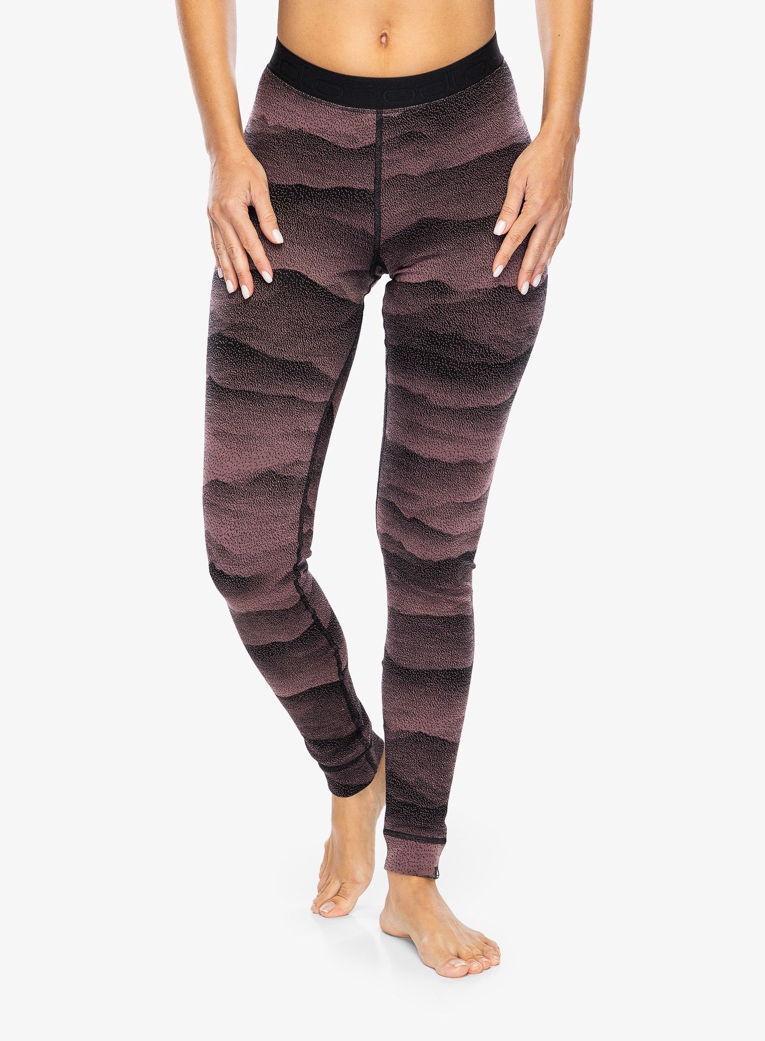 Ženske termo tajice Odlo Merino Ridgelines BL Bottom Long - fudge/black