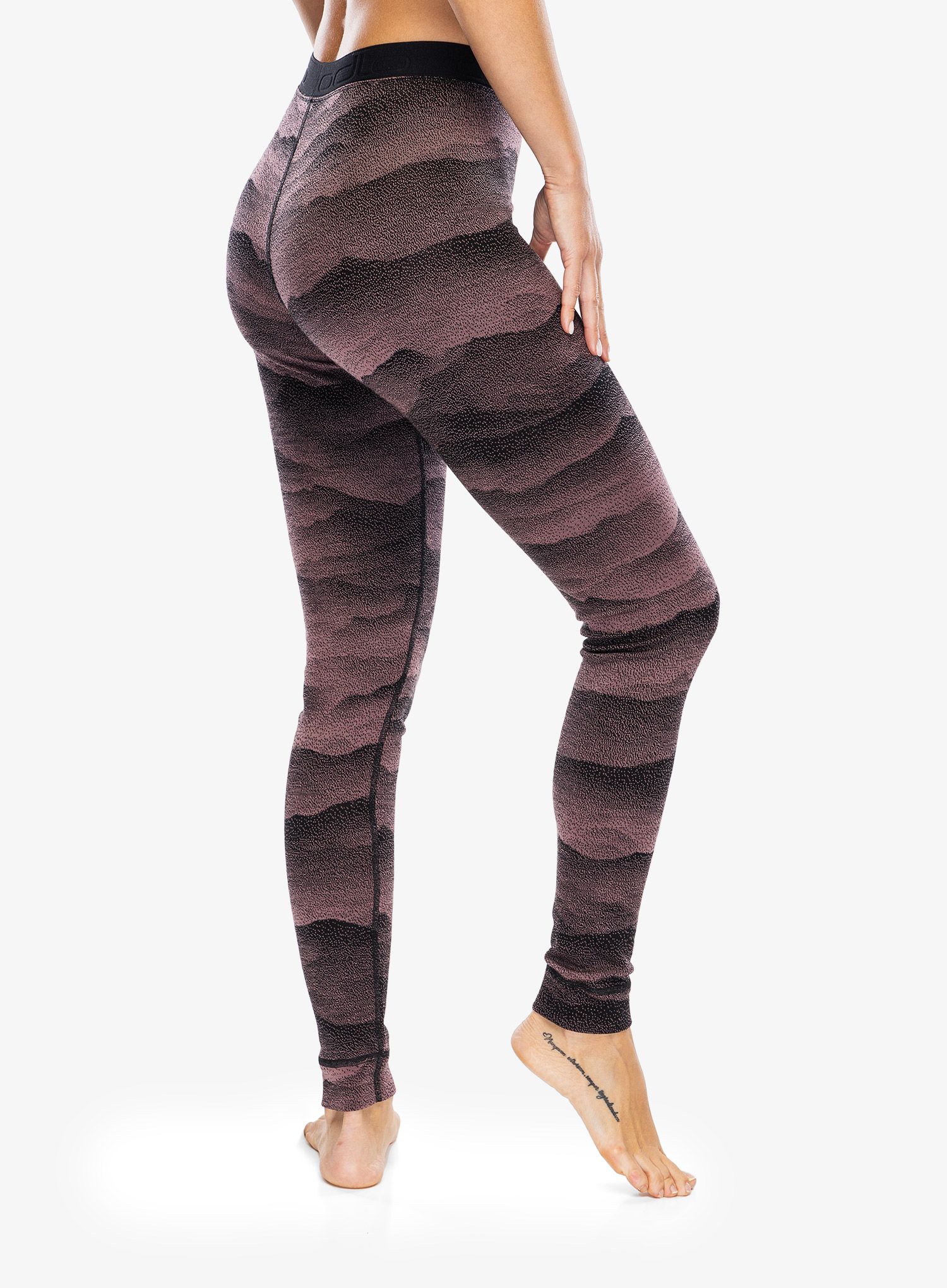 Ženske termo tajice Odlo Merino Ridgelines BL Bottom Long - fudge/black