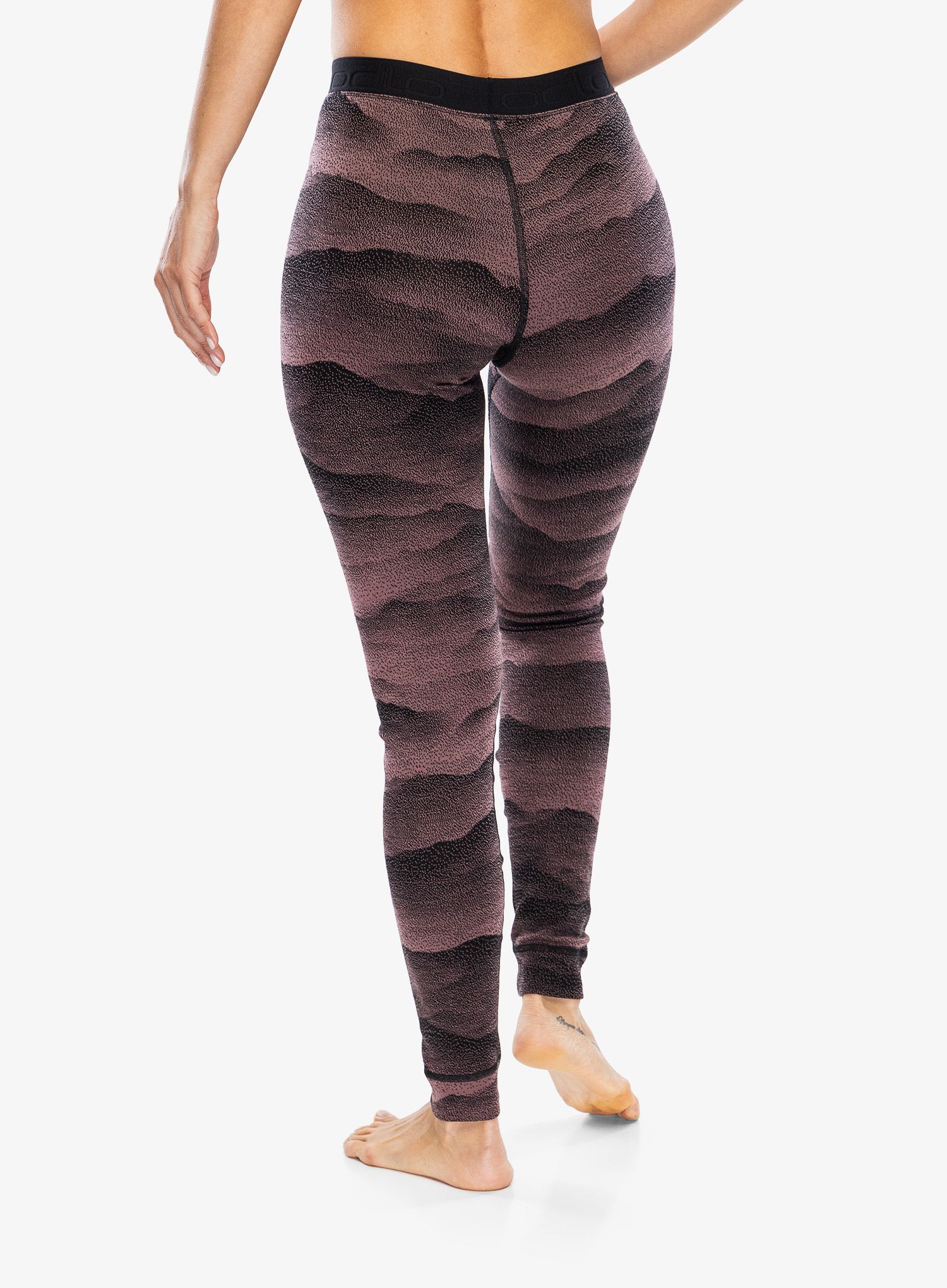 Ženske termo tajice Odlo Merino Ridgelines BL Bottom Long - fudge/black
