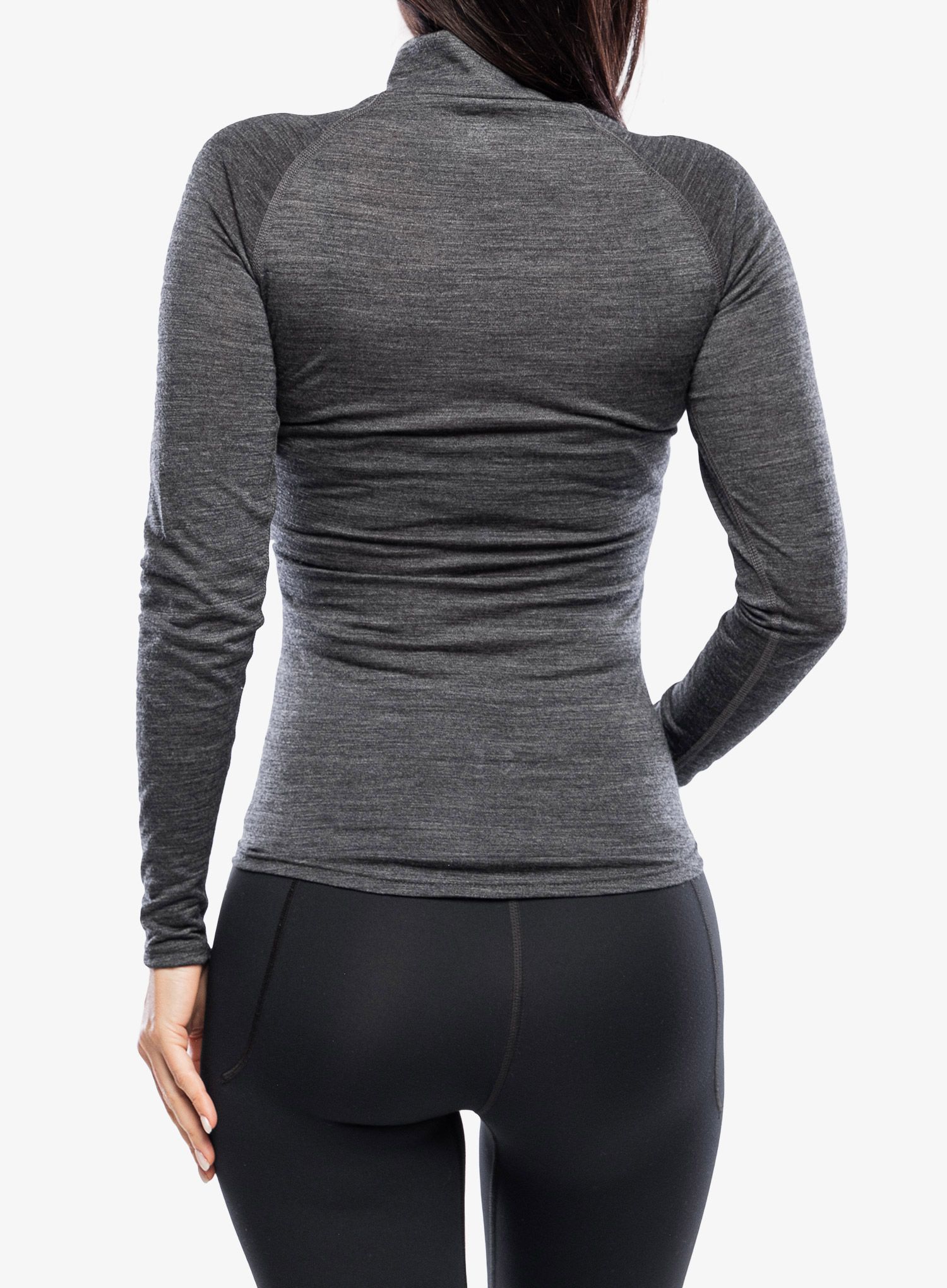 Ženska termoaktivna dukserica Odlo Natural Performance PW 150 BL Top Turtle Neck LS Half Zip - grey melange