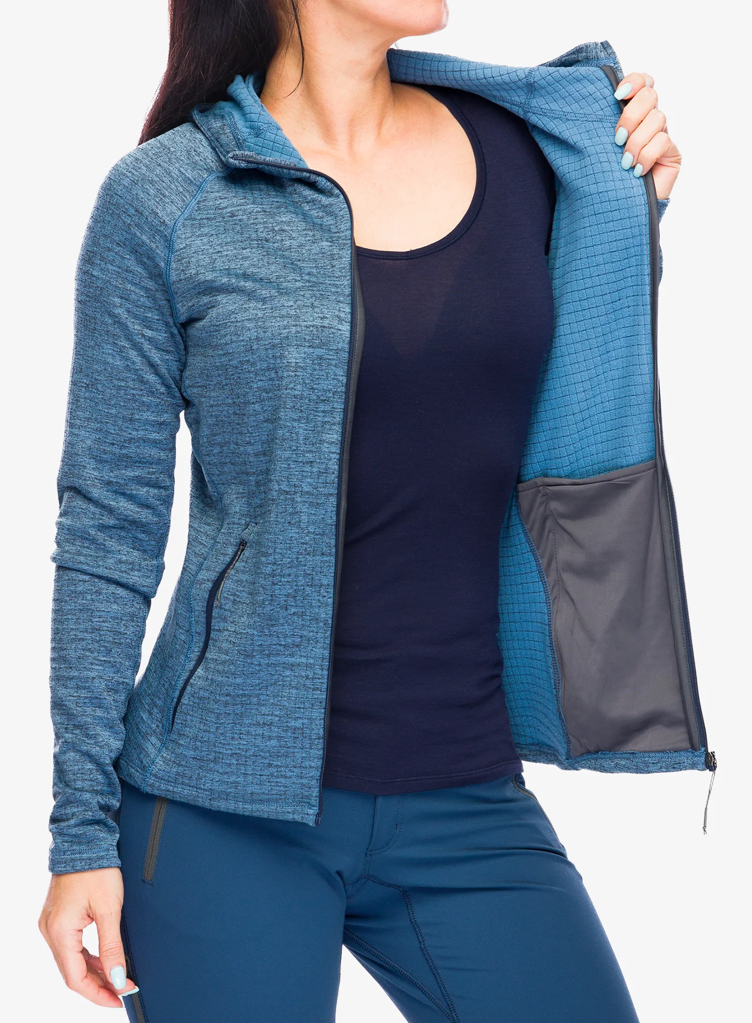Ženska dukserica s kapuljačom Odlo Tencia Mid Layer Hoody Full Zip