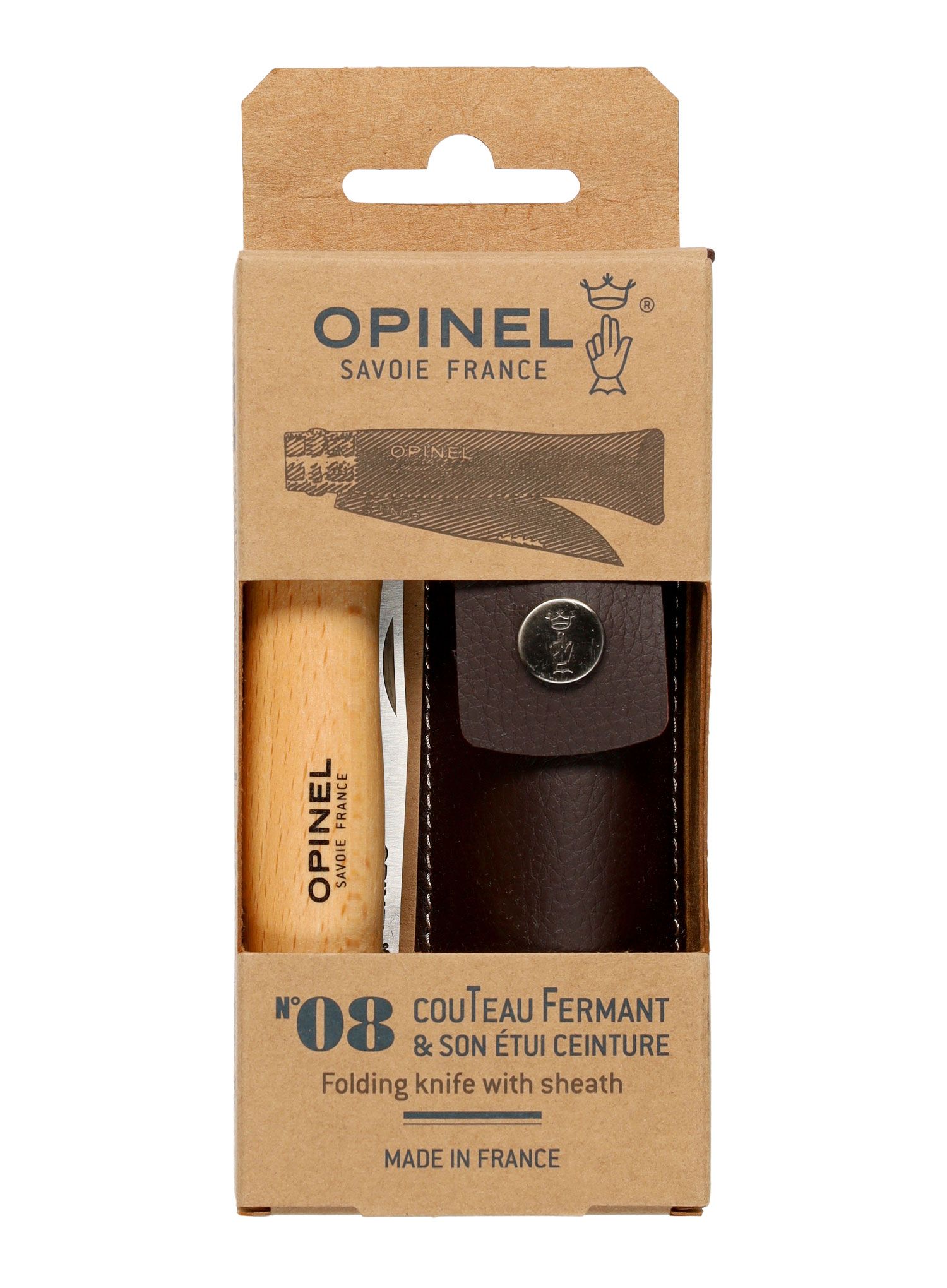 Putni nož Opinel No.08 Inox Natural + etui