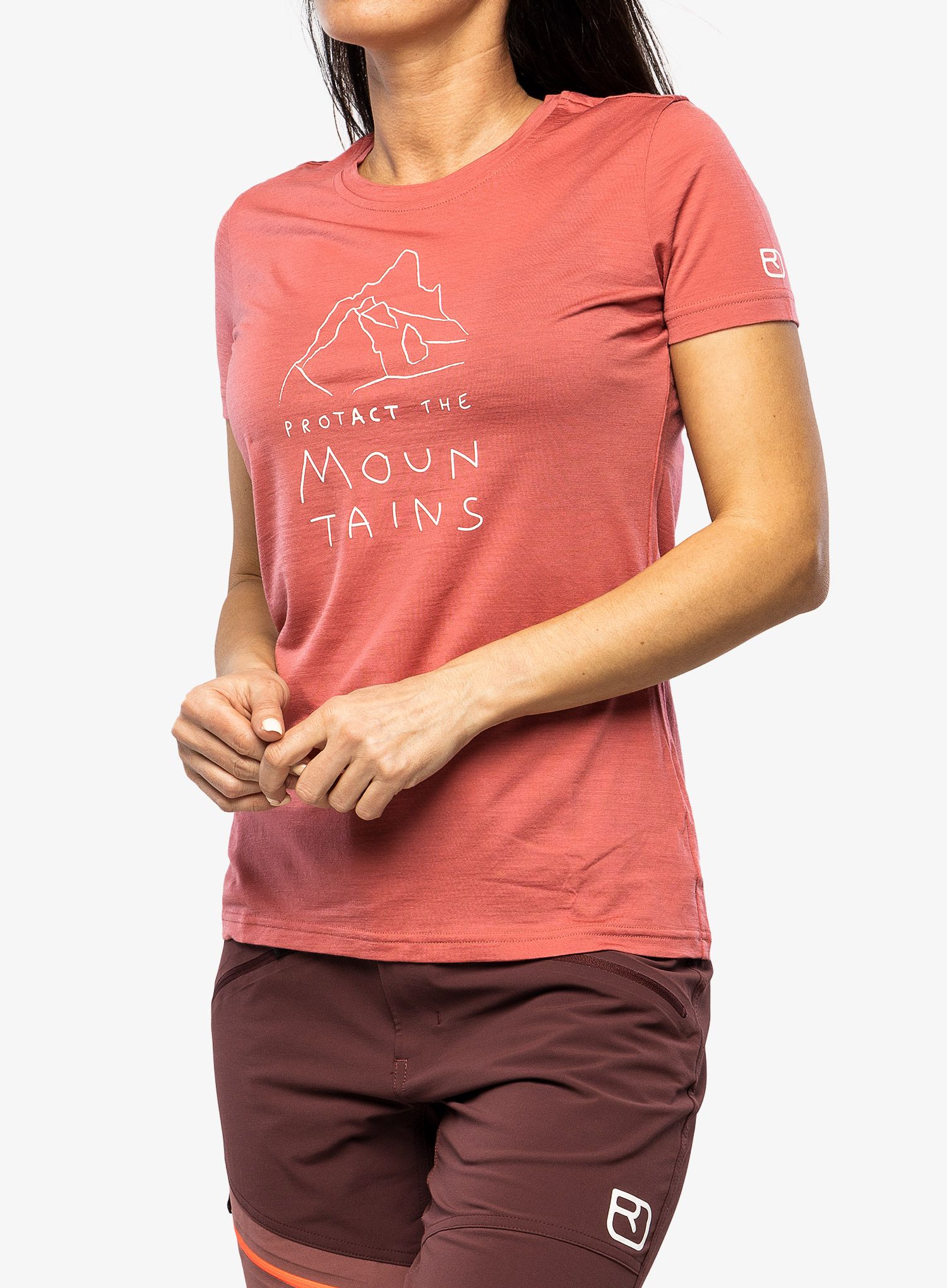 Ženska merino majica Ortovox 150 Cool Mtn Protector TS - wild rose