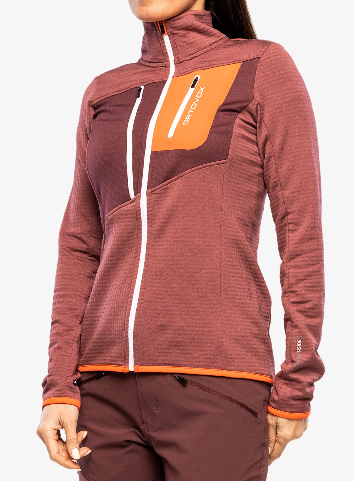 Ženska dukserica na otkopčavanje Ortovox Fleece Grid Jacket - mountain rose