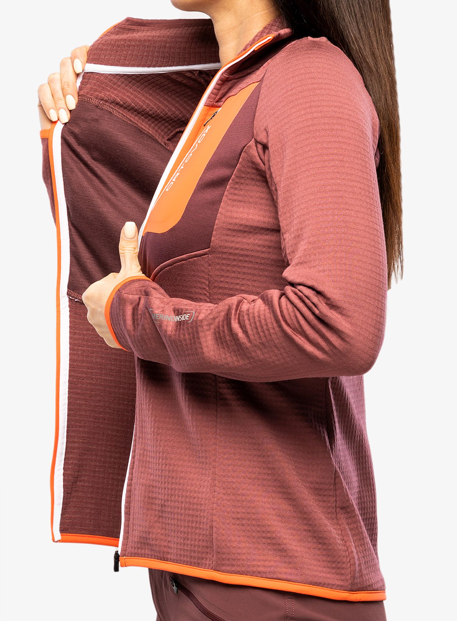 Ženska dukserica na otkopčavanje Ortovox Fleece Grid Jacket - mountain rose