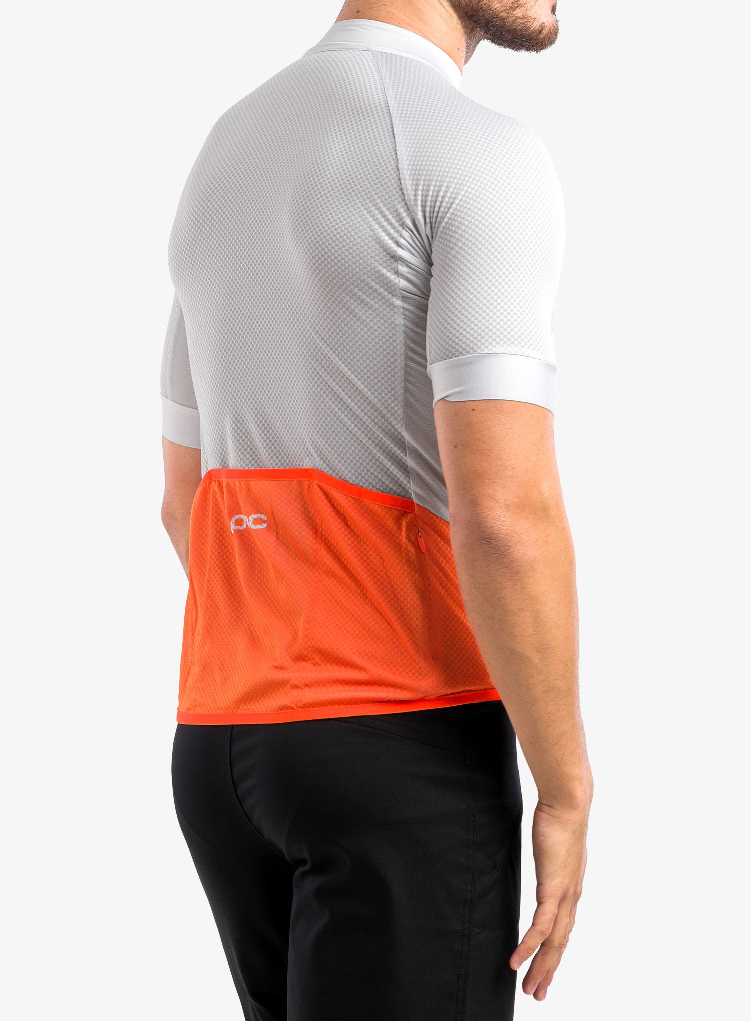 Biciklistička majica POC Essential Road Logo Jersey - granite grey/zink orange