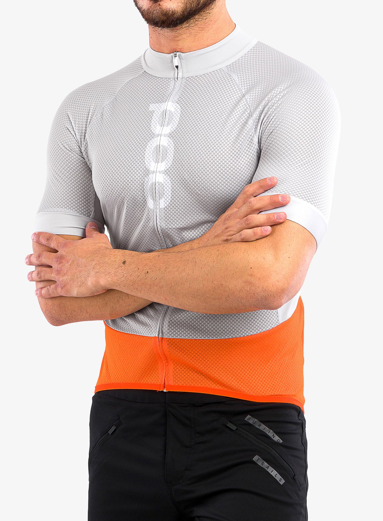 Biciklistička majica POC Essential Road Logo Jersey - granite grey/zink orange