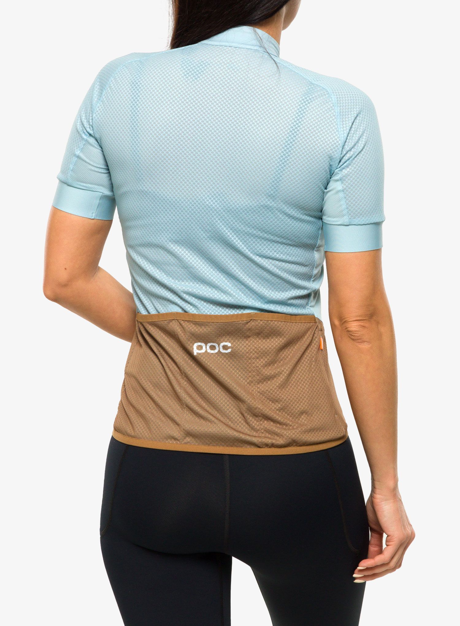 Ženska biciklistička majica POC Essential Road Logo Jersey - mineral blue/brown