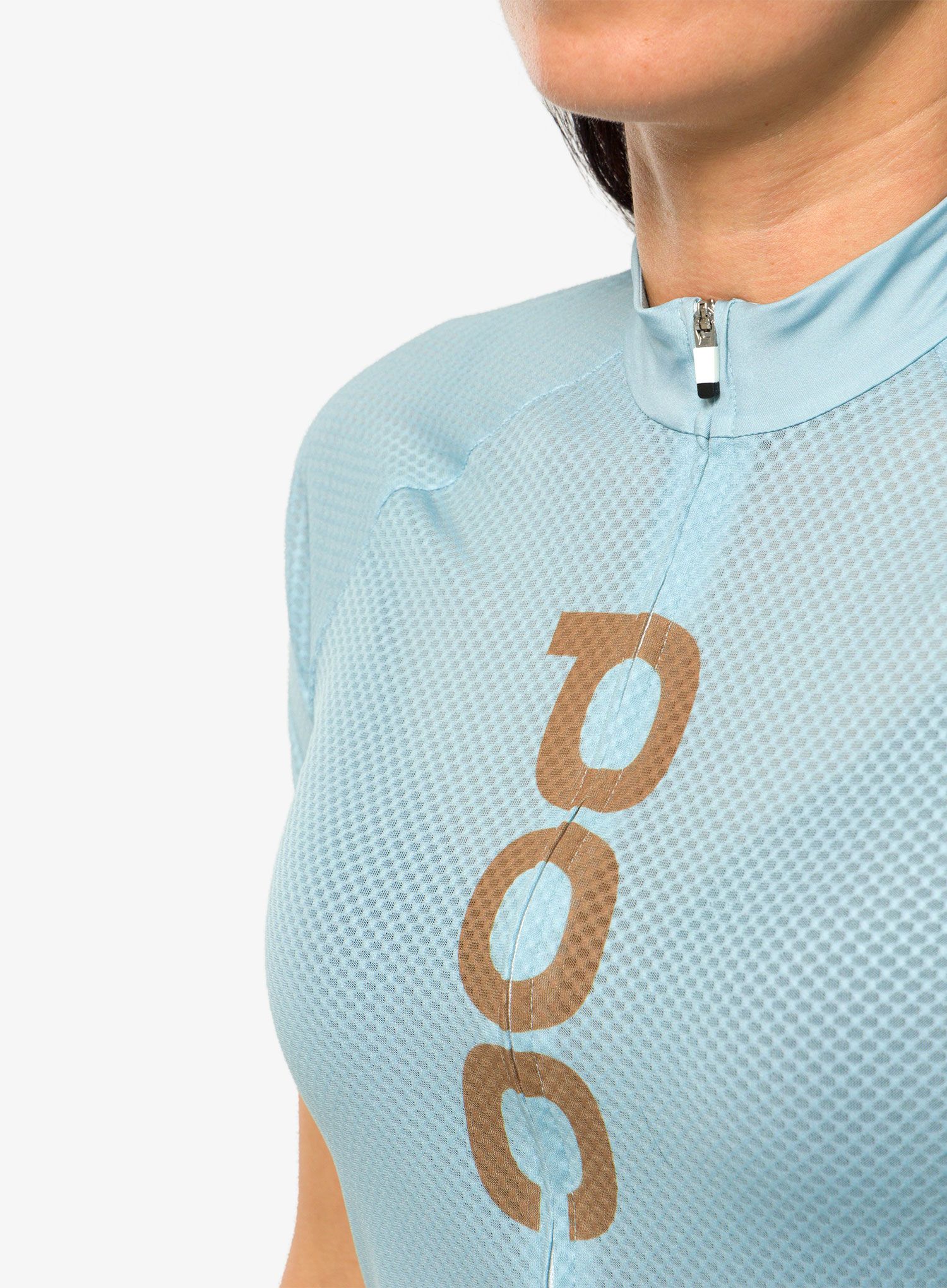 Ženska biciklistička majica POC Essential Road Logo Jersey - mineral blue/brown