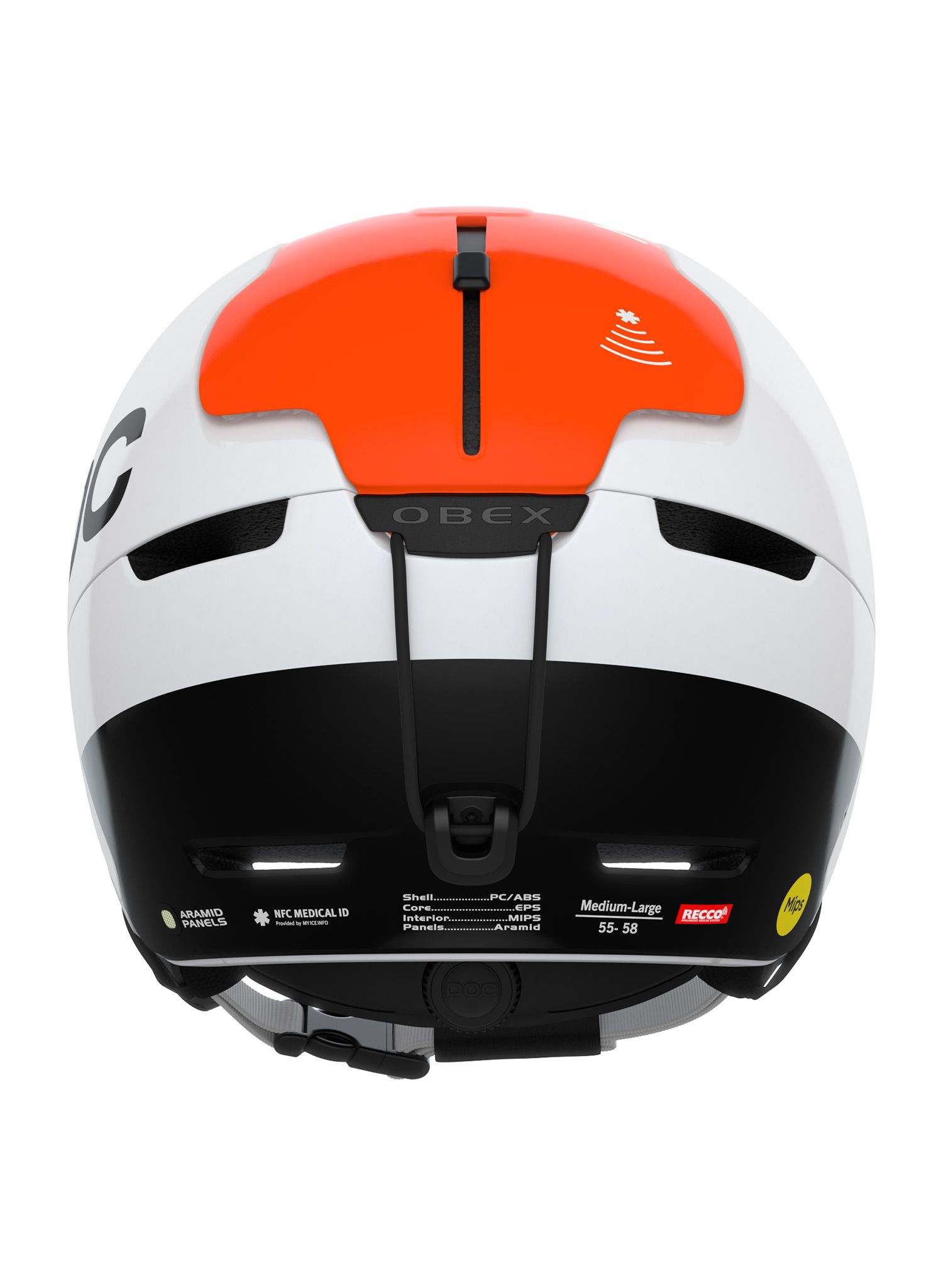Skijaška kaciga POC Obex BC MIPS - hydro white/fluorescent orange