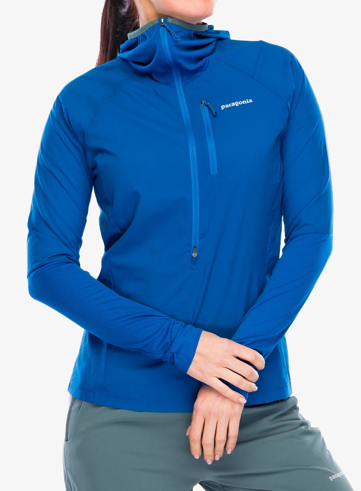 Ženska jakna za trčanje Patagonia Airshed Pro Pullover - endles blue
