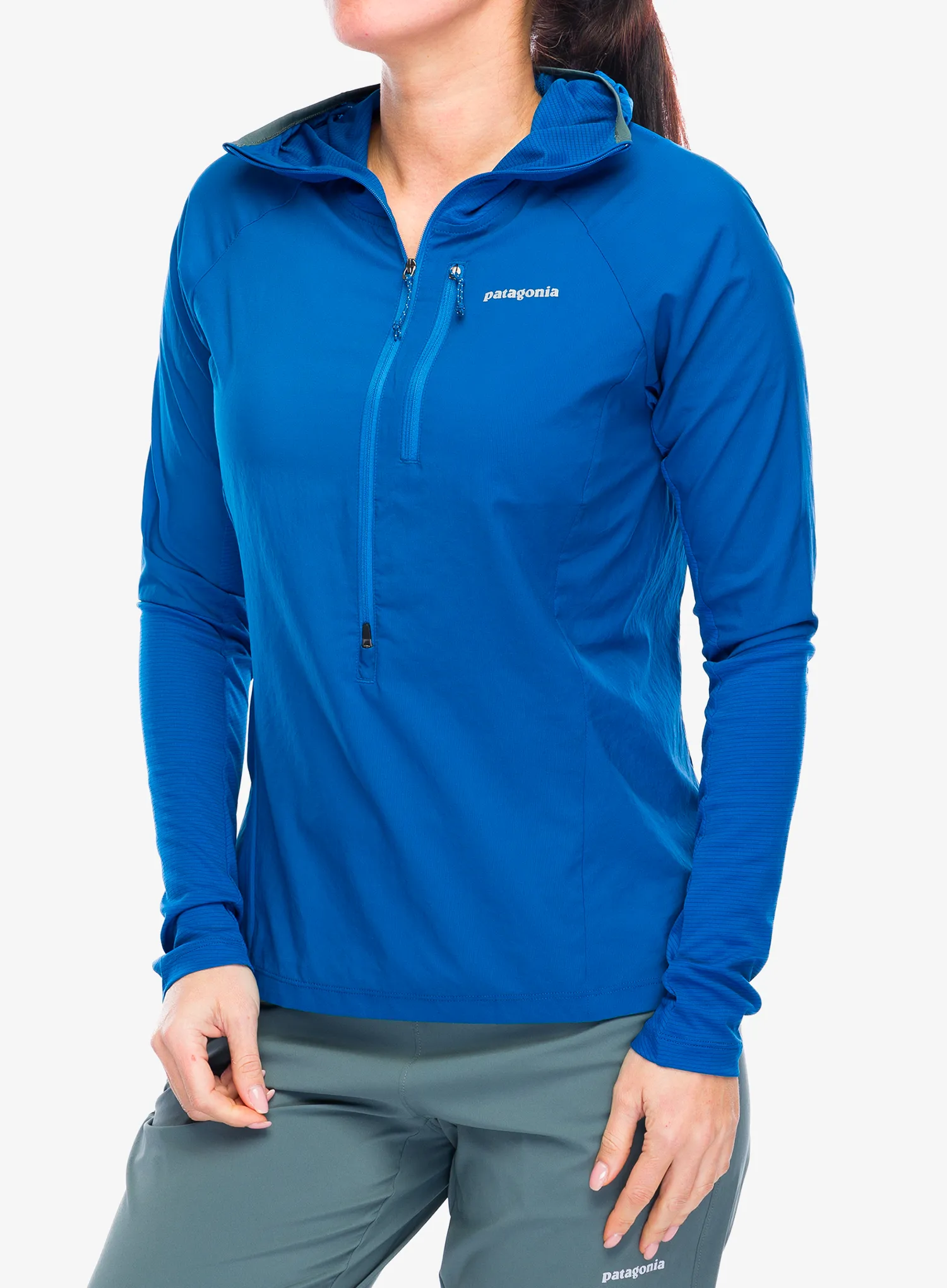 Ženska jakna za trčanje Patagonia Airshed Pro Pullover - endles blue