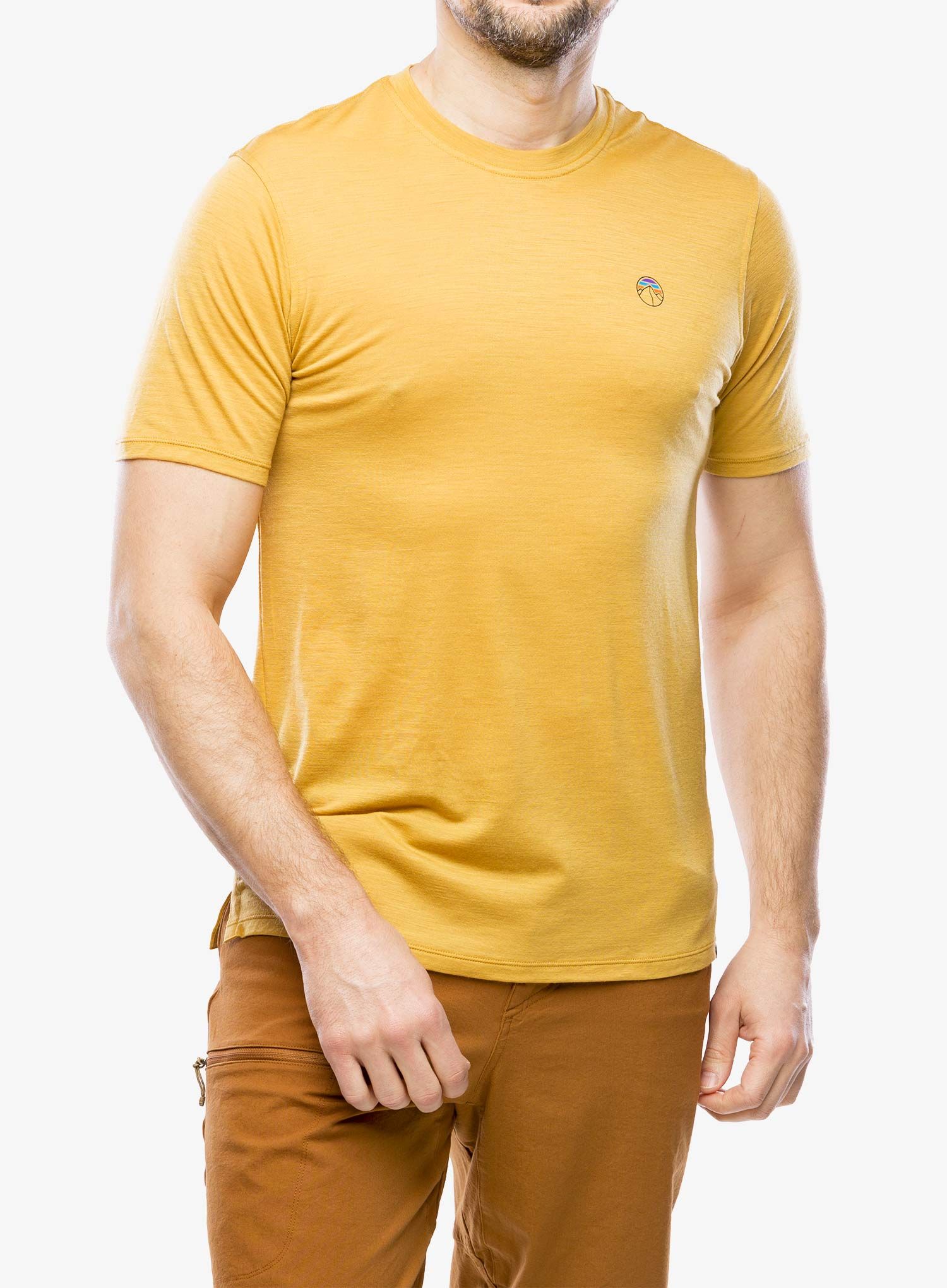 Merino majica Patagonia Cap Cool Merino Graphic Shirt - fitz roy/gold