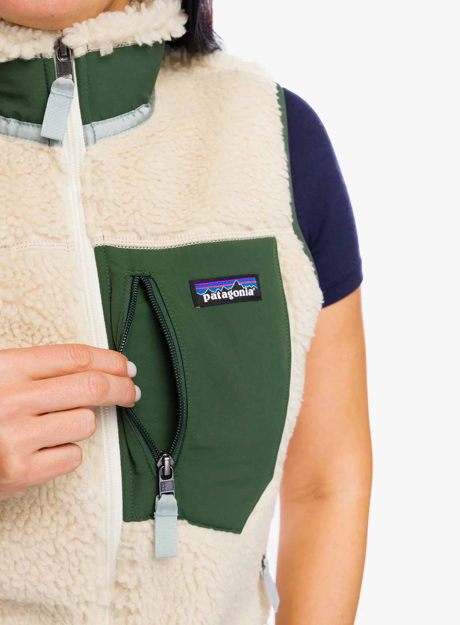 Ženski prsluk Patagonia Classic Retro-X Vest - dark natural/torrey pine green