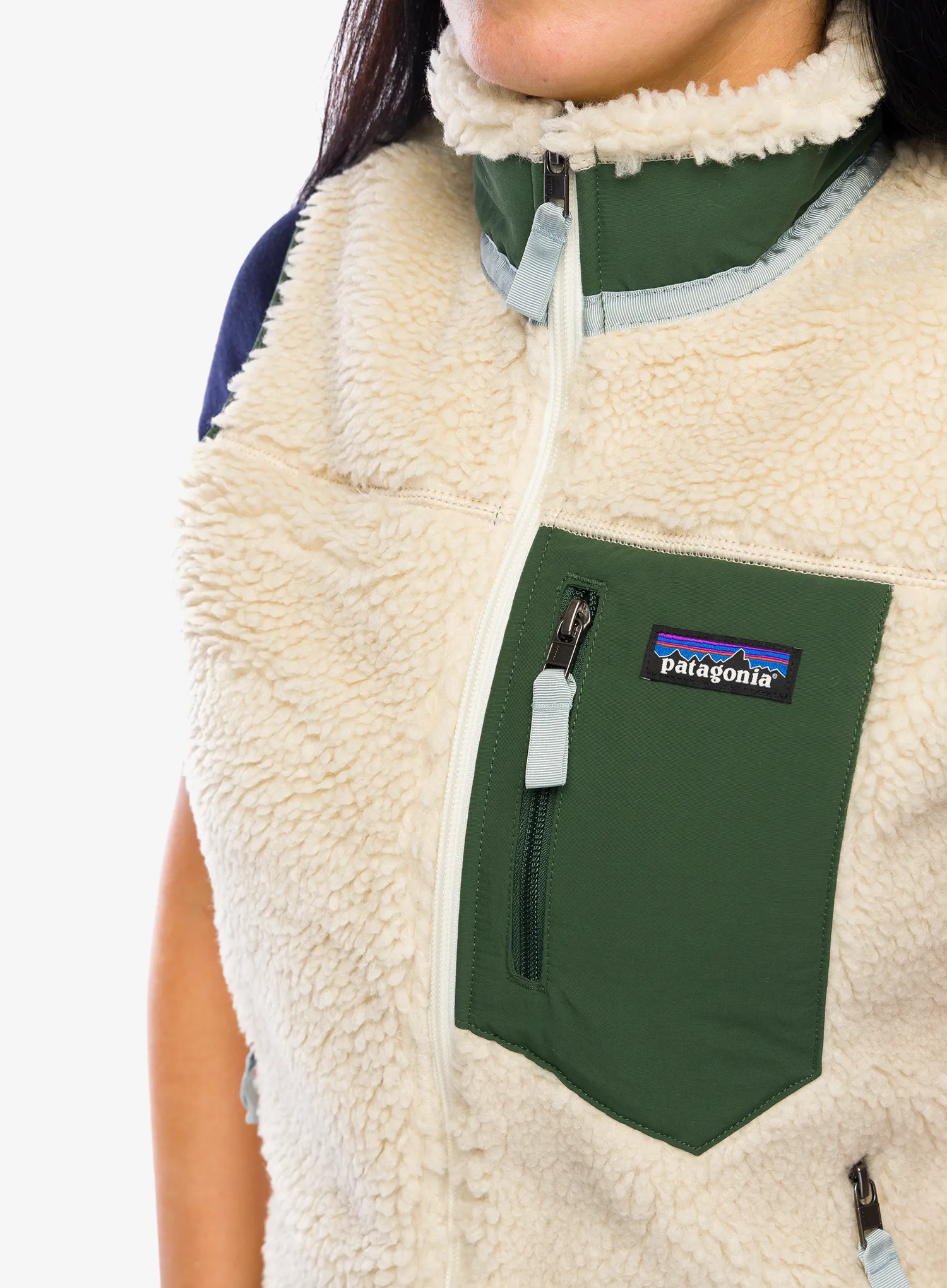 Ženski prsluk Patagonia Classic Retro-X Vest - dark natural/torrey pine green