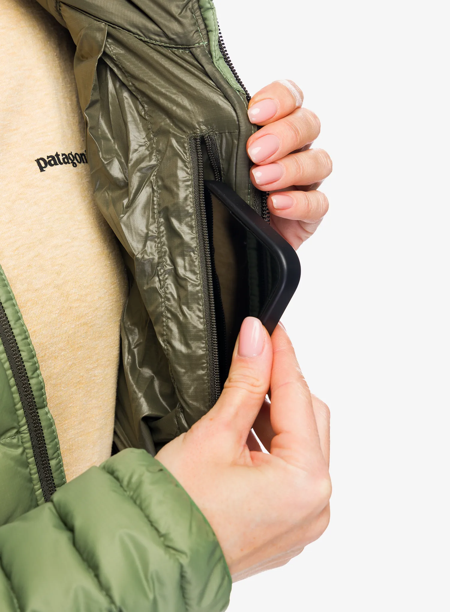 Ženska perjana jakna Patagonia Down Sweater Hoody - terrain green