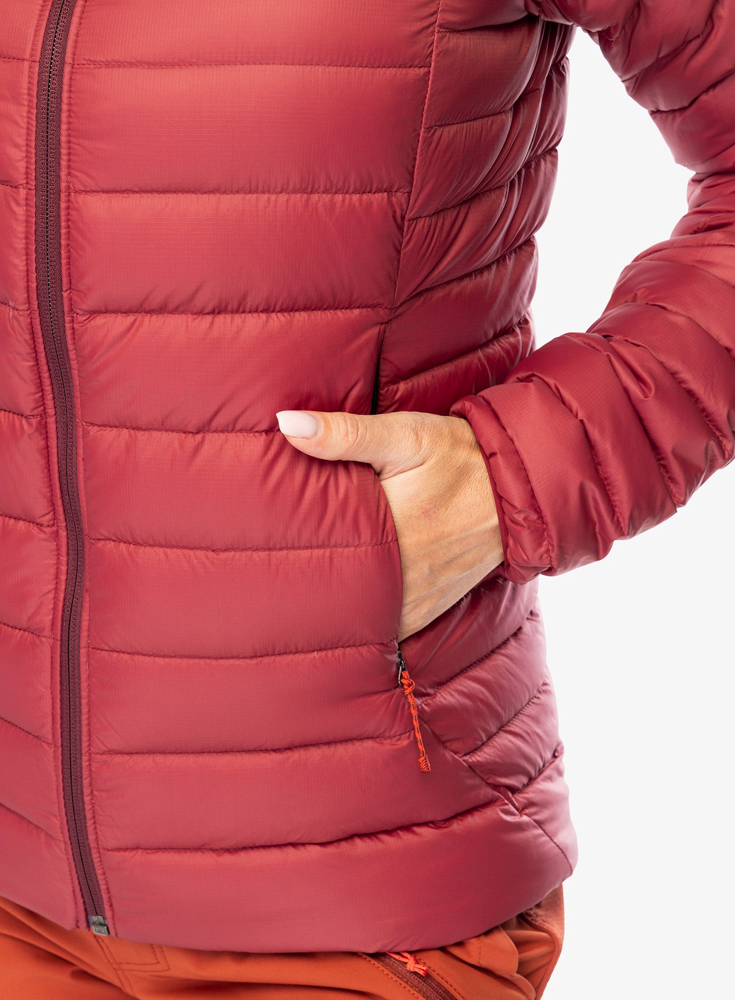 Ženska perjana jakna Patagonia Down Sweater Hoody - oxide red