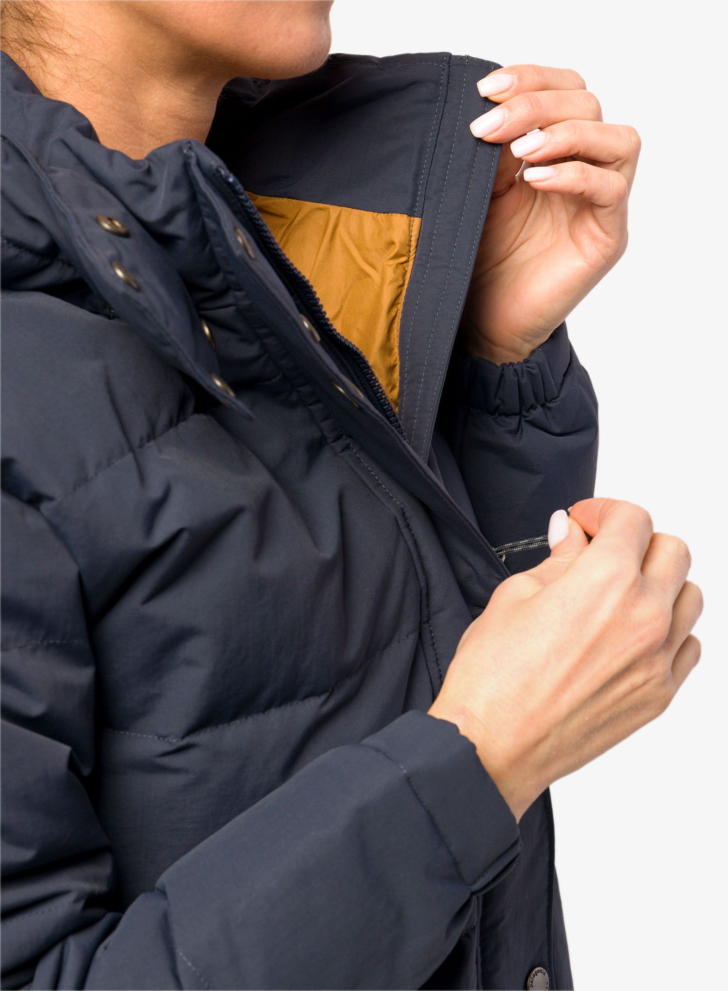 Ženski perjani kaput Patagonia Downdrift Parka - smolder blue
